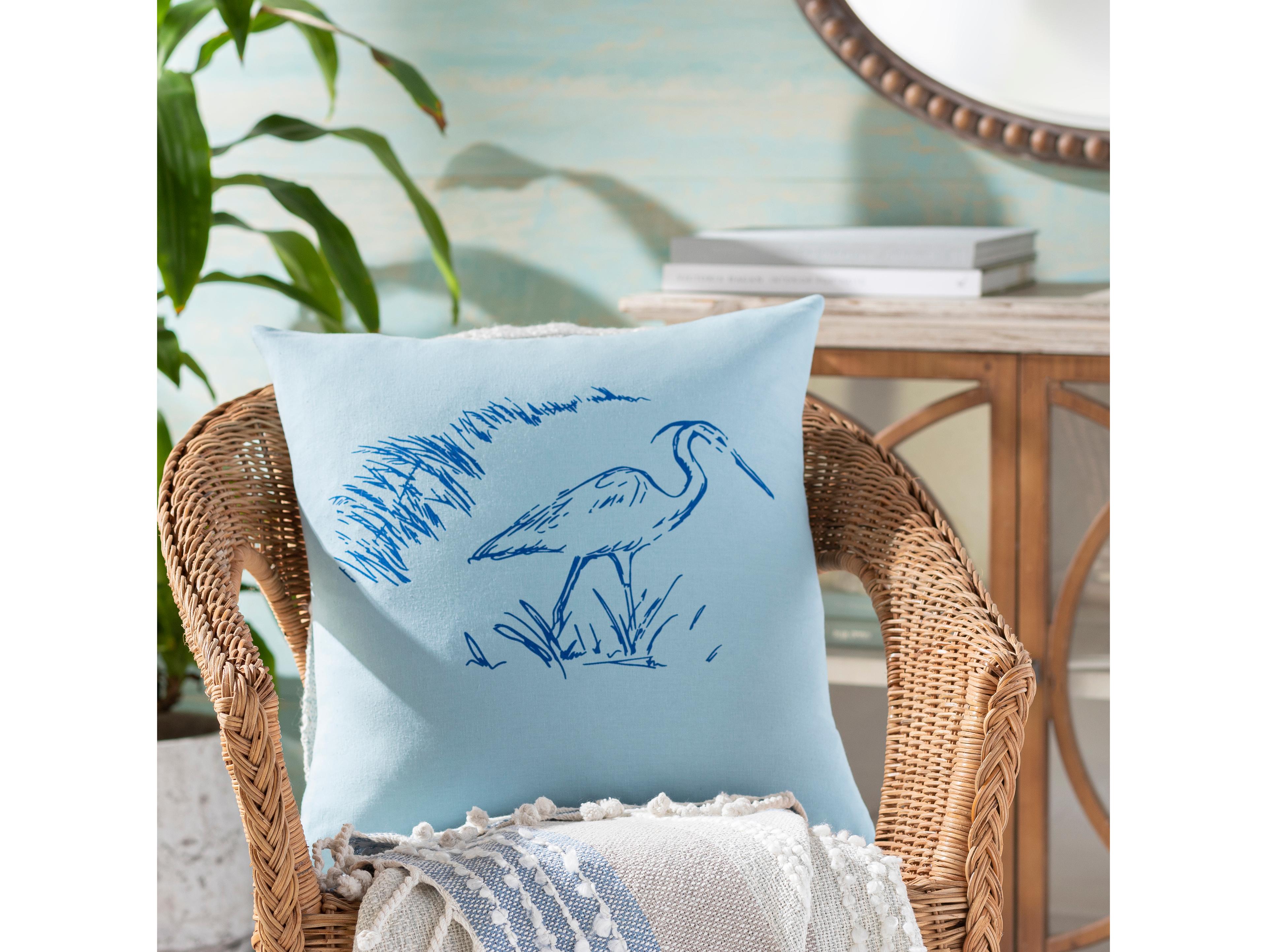 Surya Sea Life Ice Blue Pillow