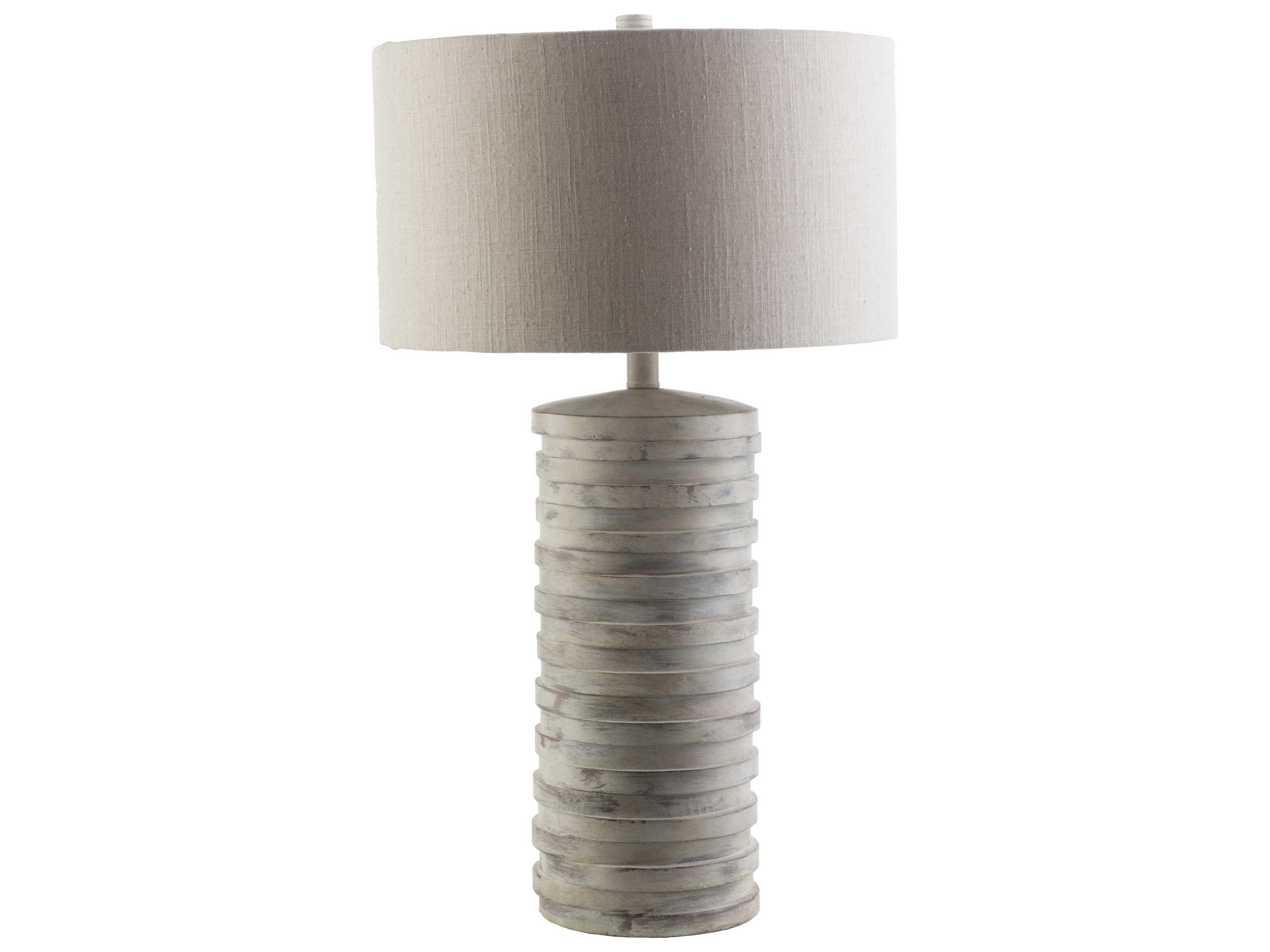 Surya Sulak Light Gray Beige Cotton Buffet Lamp