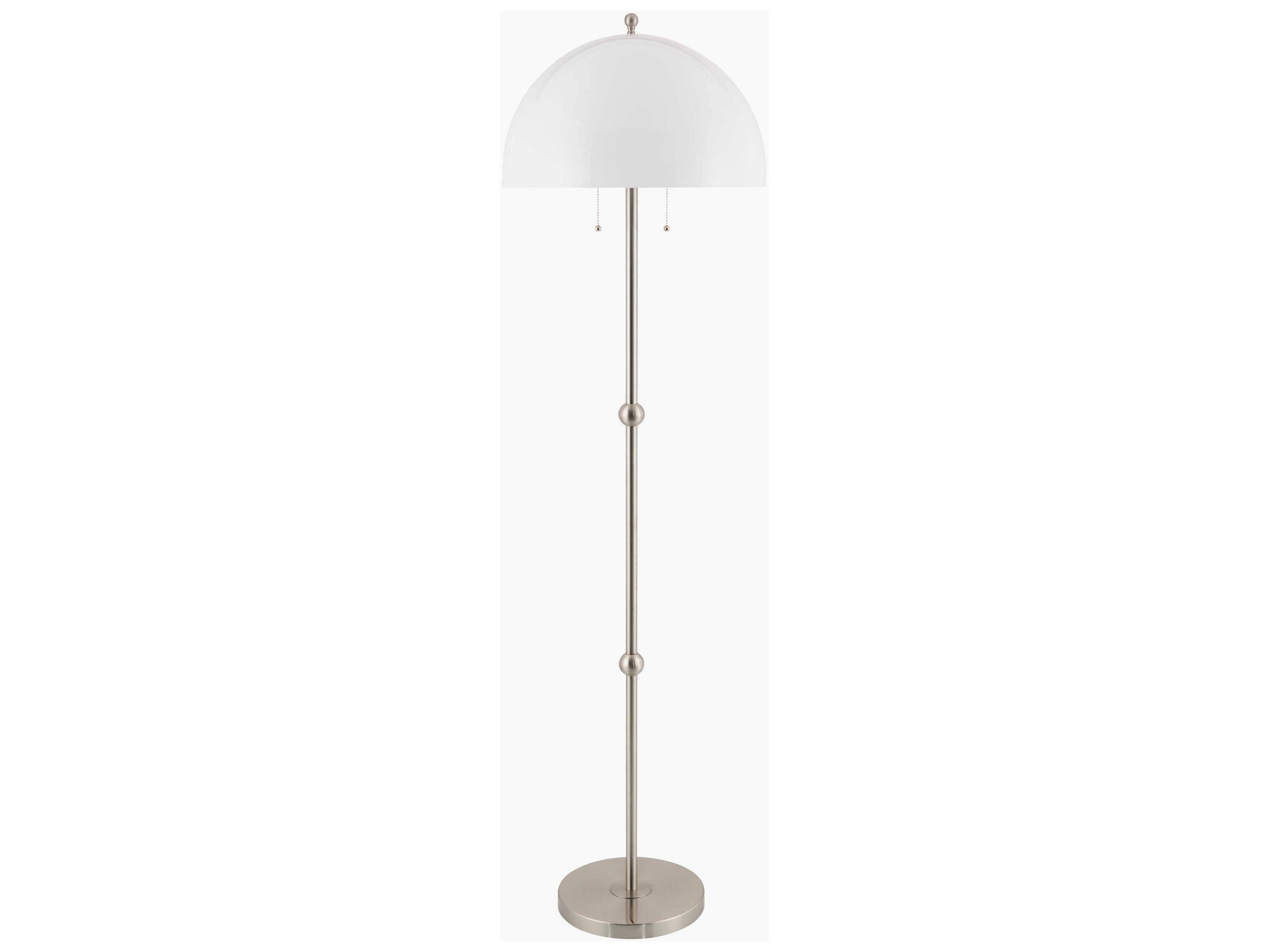 Surya Starlux Metallic Nickel White Glass Floor Lamp