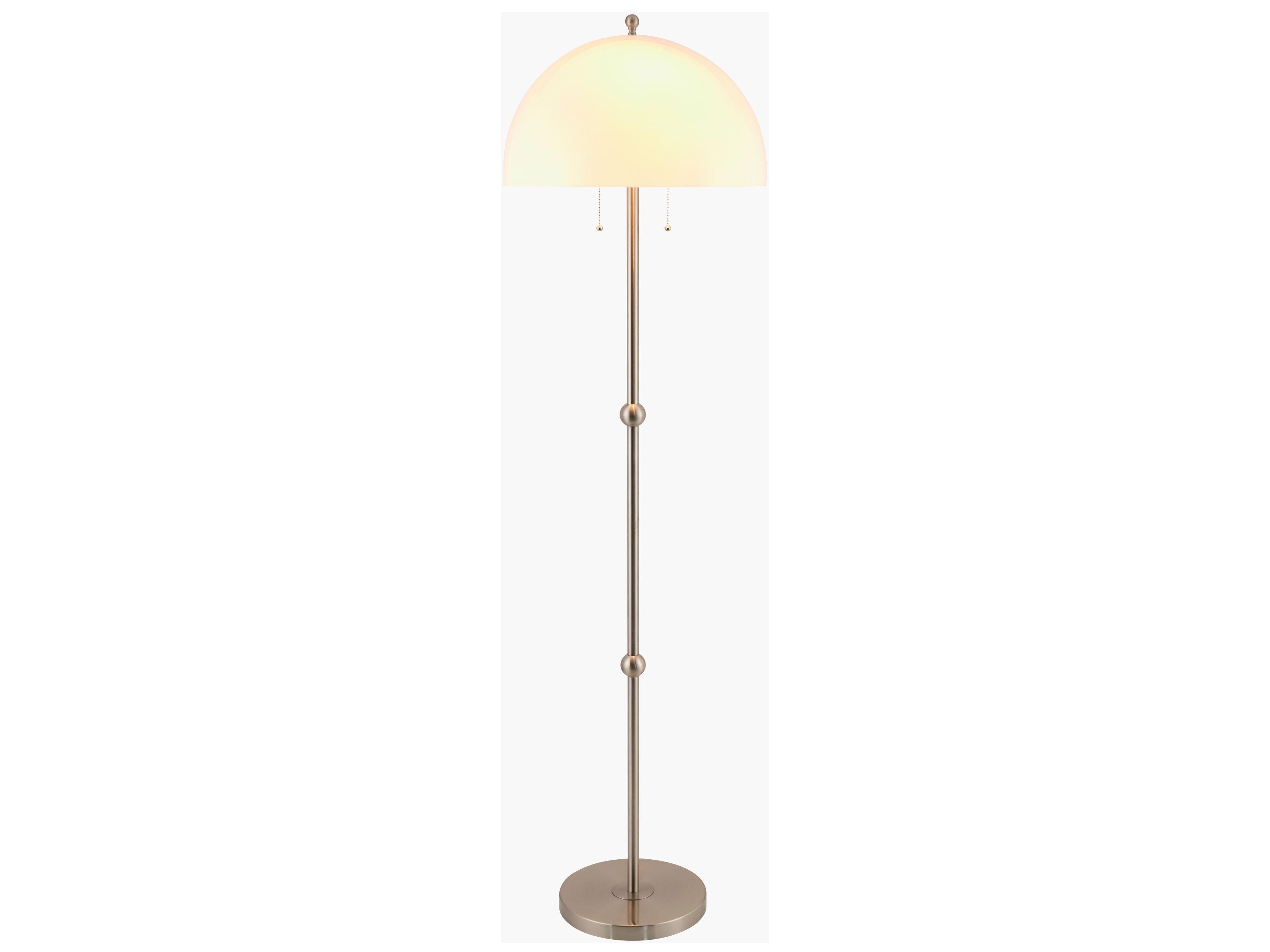 Surya Starlux Metallic Nickel White Glass Floor Lamp