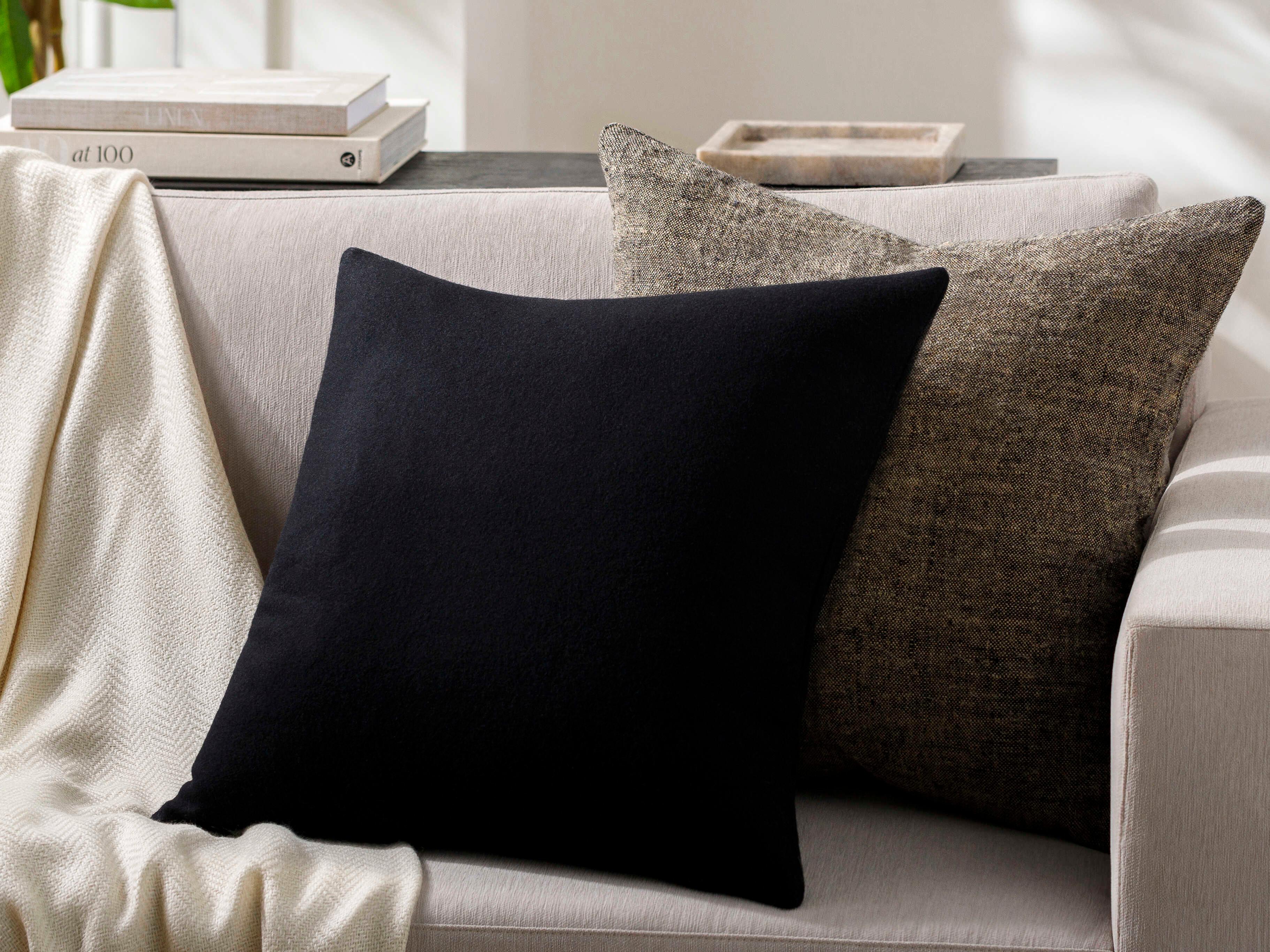 Surya Stirling Black Pillow