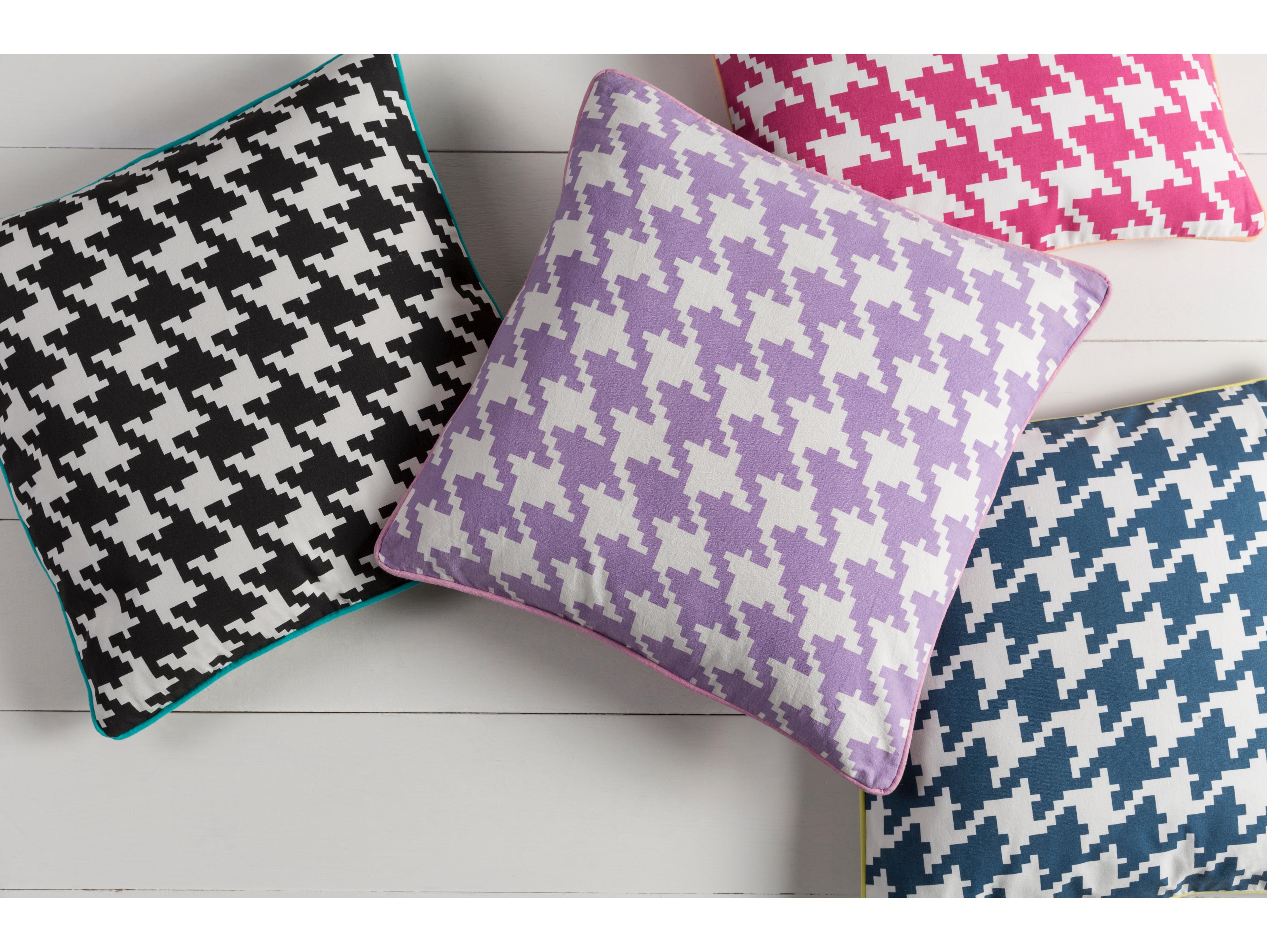 Surya Houndstooth Blue Pillow