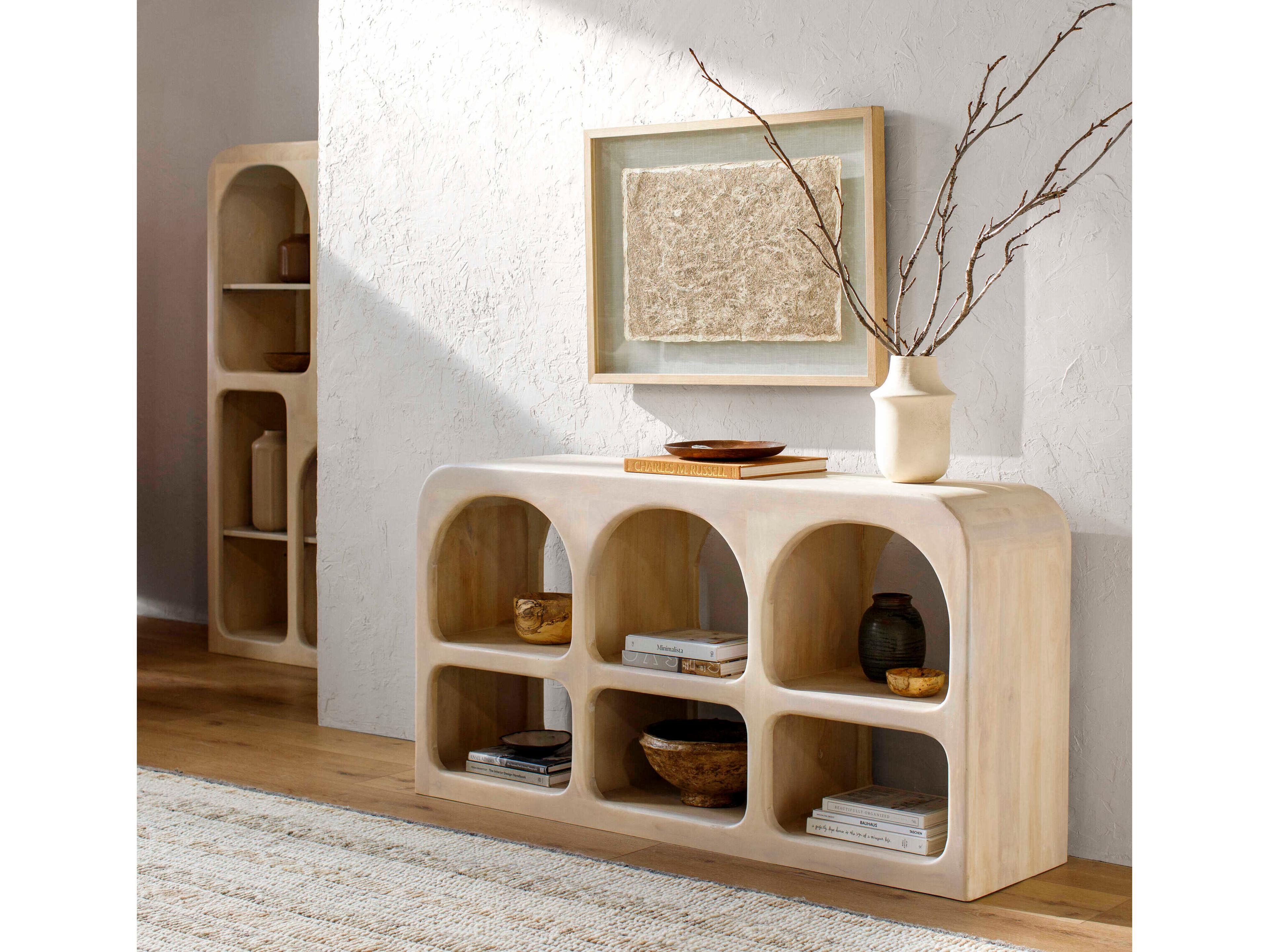 Surya Tana Rectangular Wood Ivory Console Table