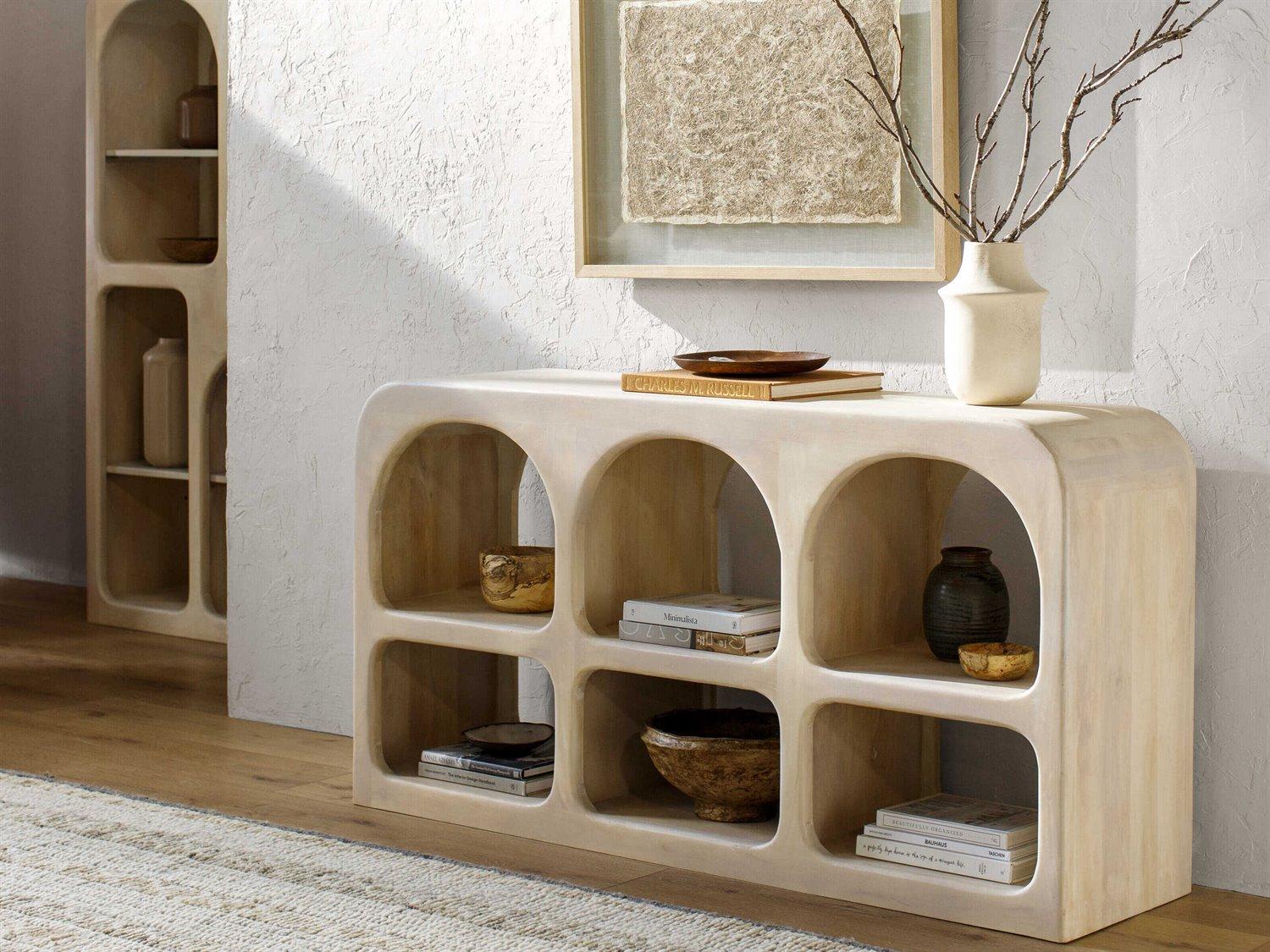 Surya Tana Rectangular Wood Ivory Console Table