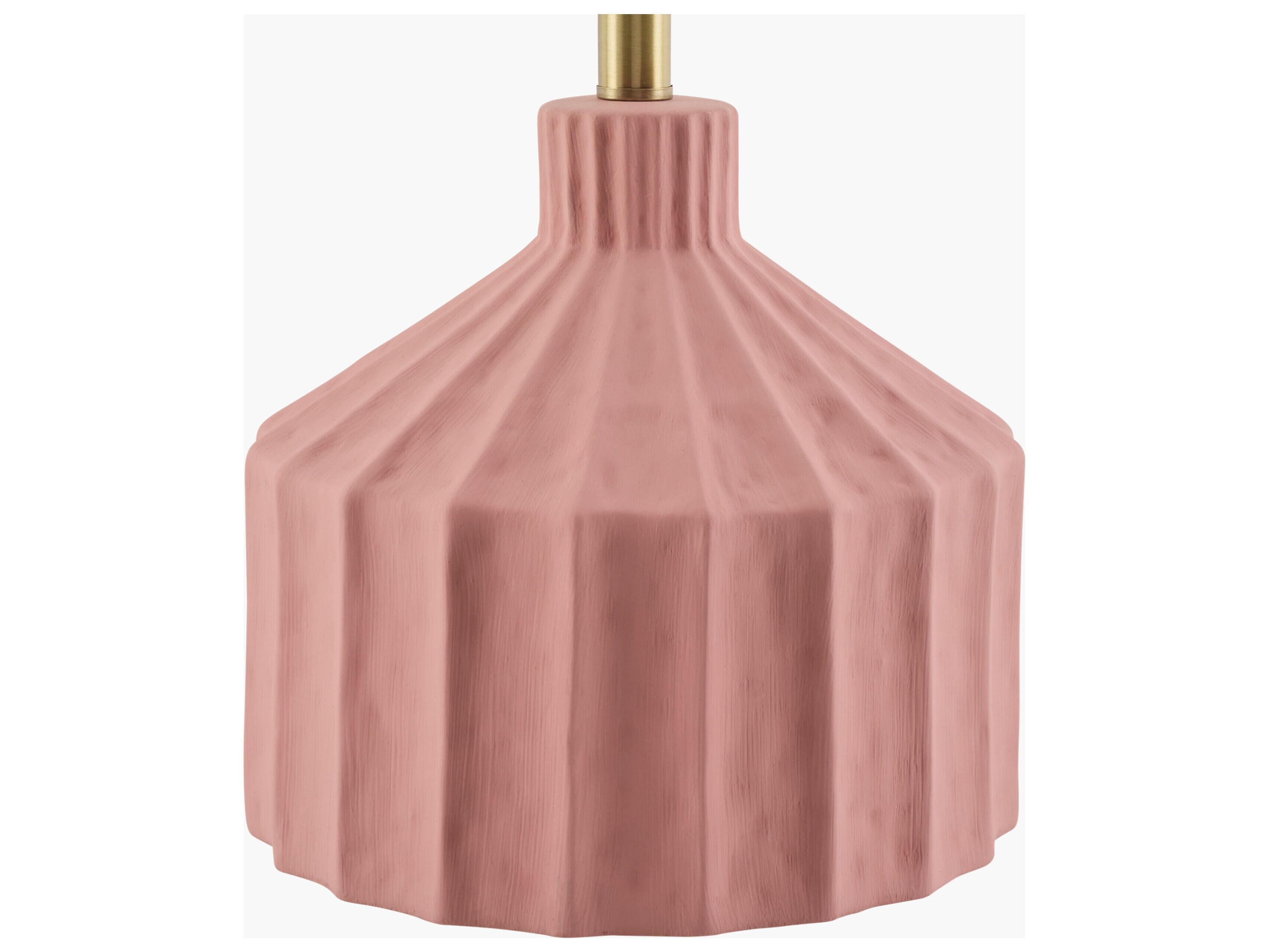 Surya Tibida Pink White Linen Table Lamp