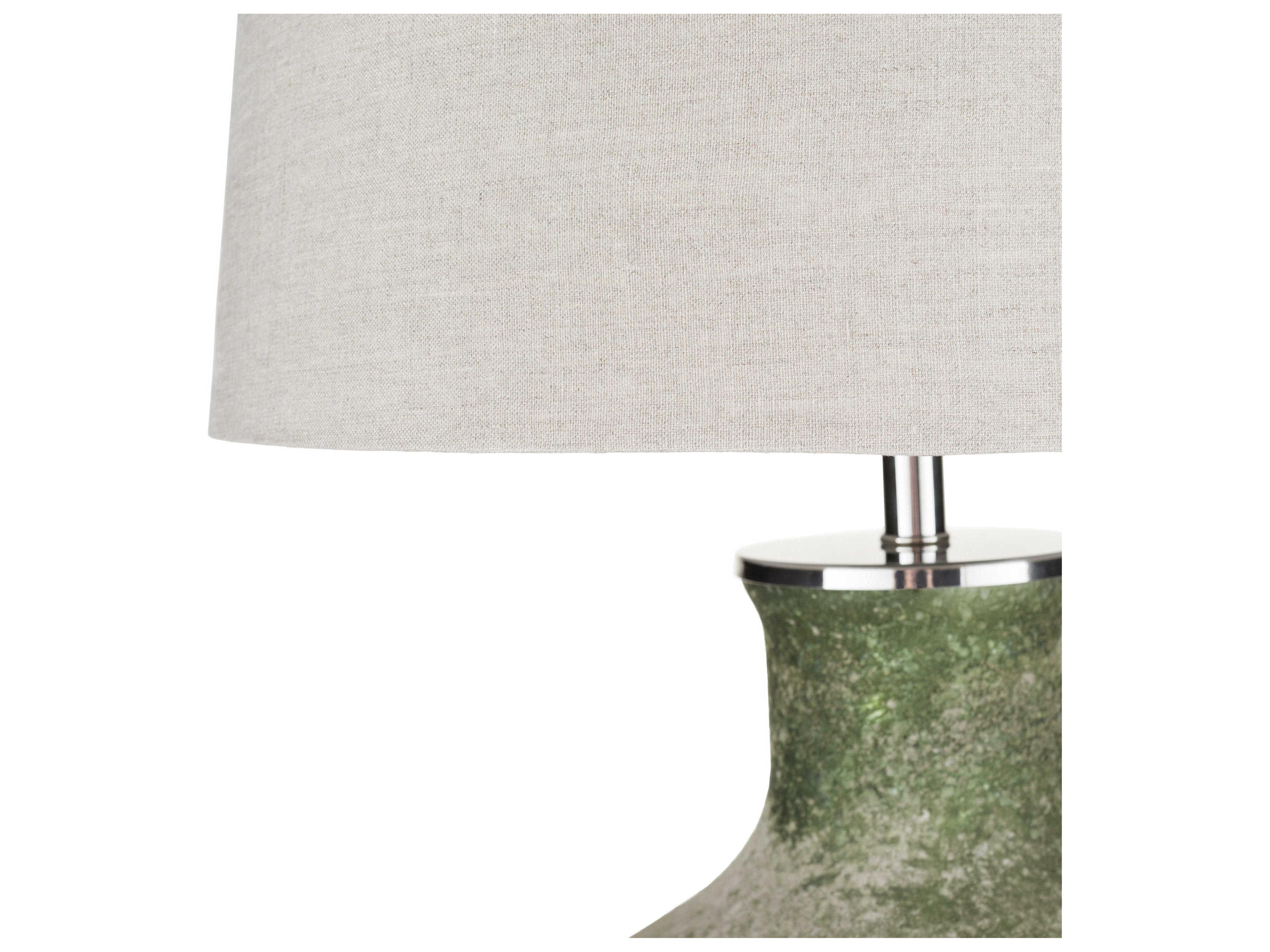 Surya Matteo Dark Green Light Gray Linen Buffet Lamp