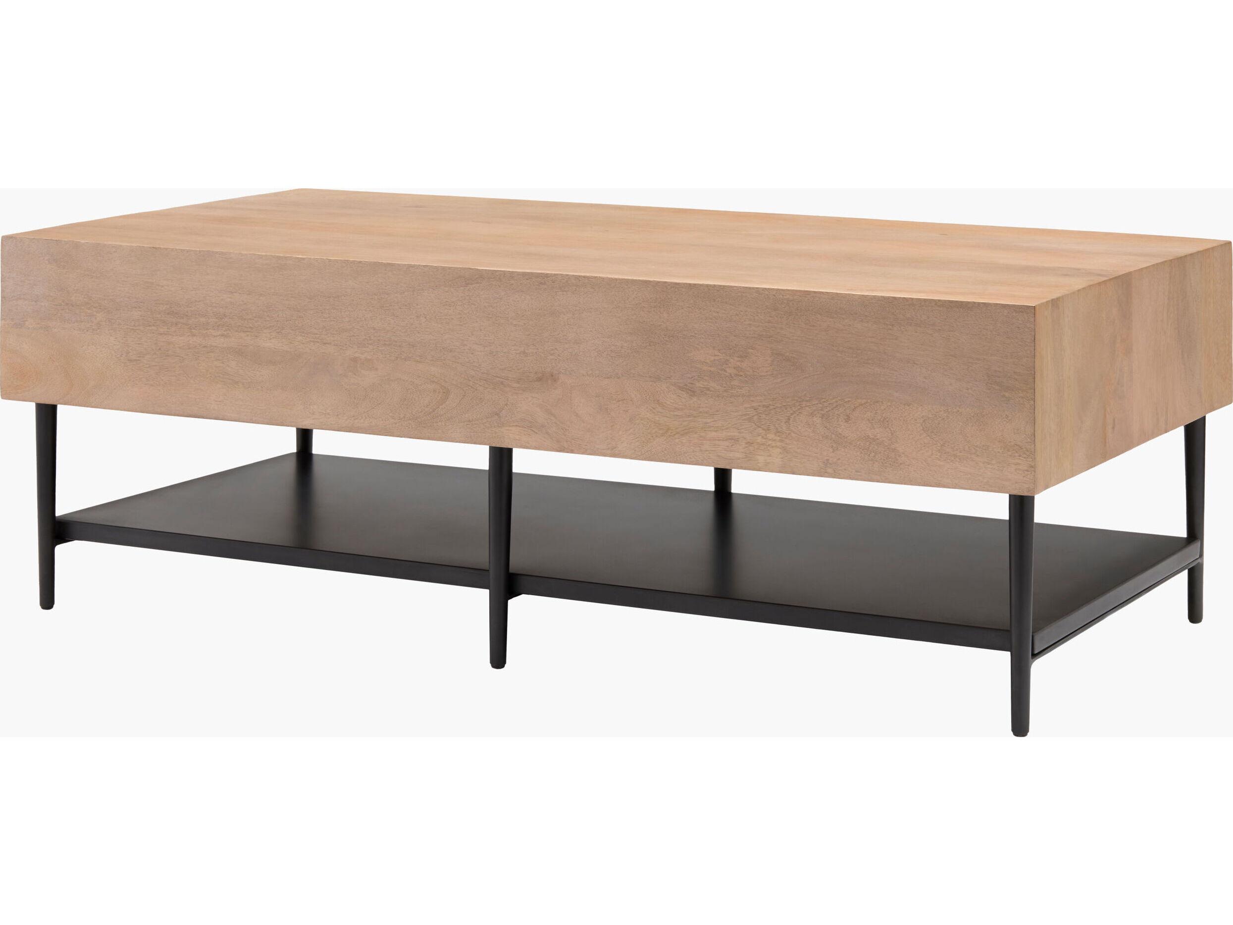 Surya Timo Rectangular Wood Brown Black Coffee Table
