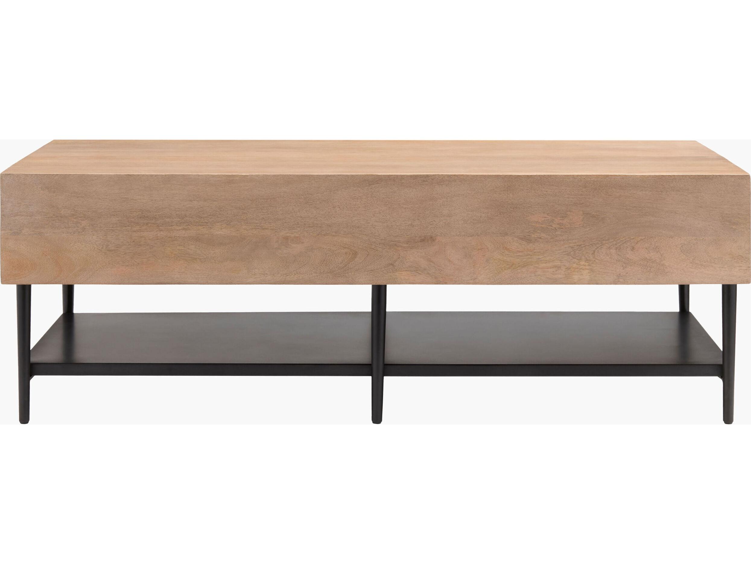 Surya Timo Rectangular Wood Brown Black Coffee Table