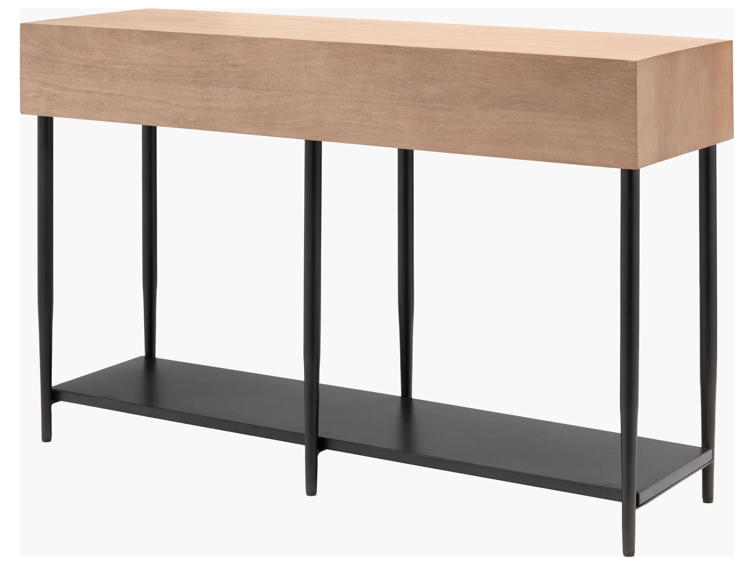 Surya Timo Rectangular Wood Brown Black Console Table