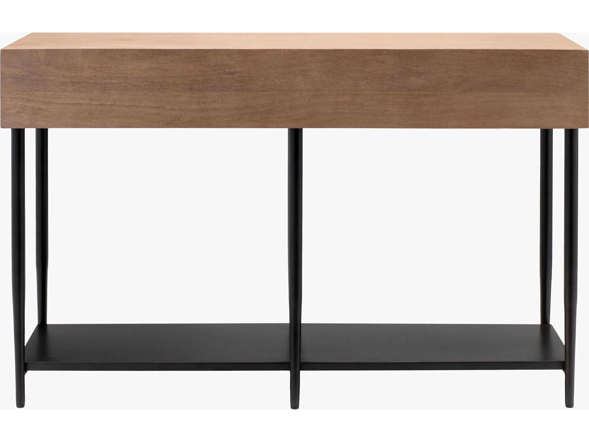 Surya Timo Rectangular Wood Brown Black Console Table