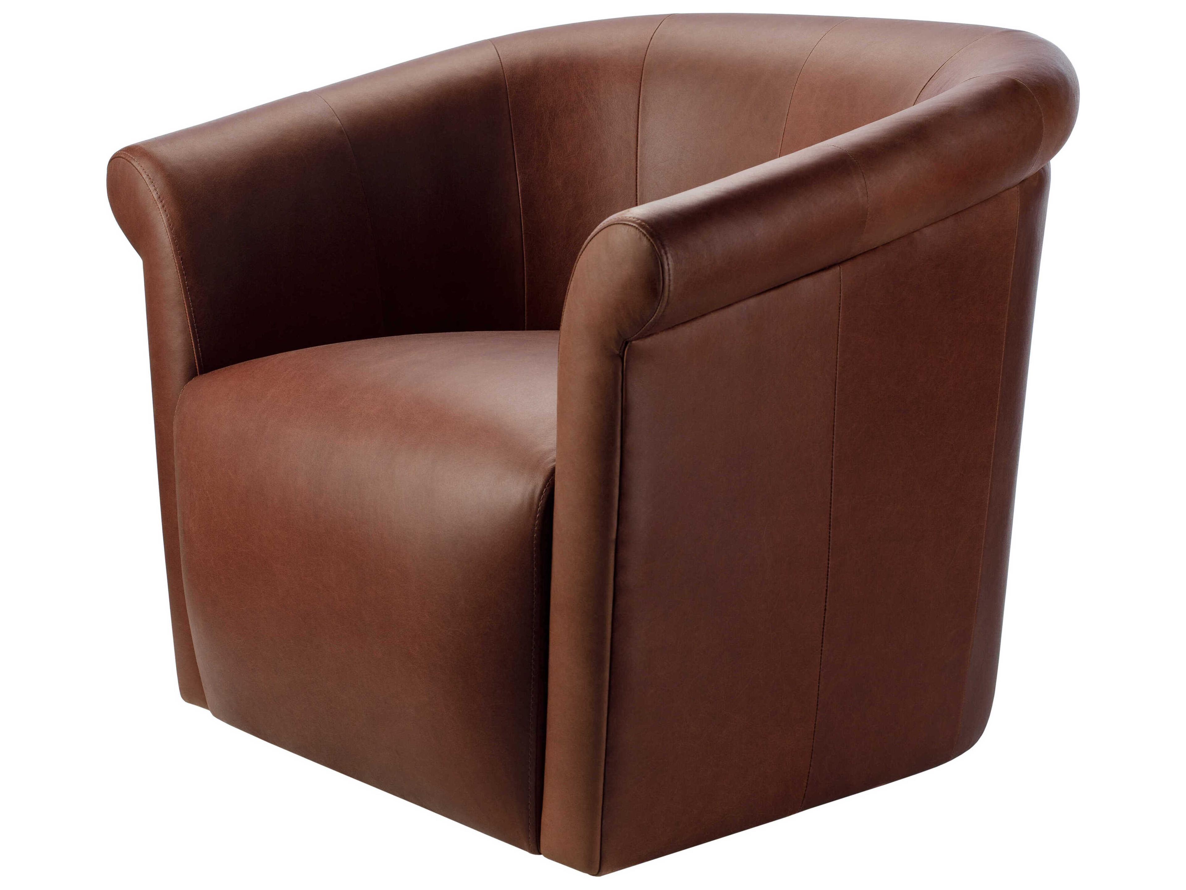 Surya Trumpet Swivel Brown Faux Leather Accent Chair