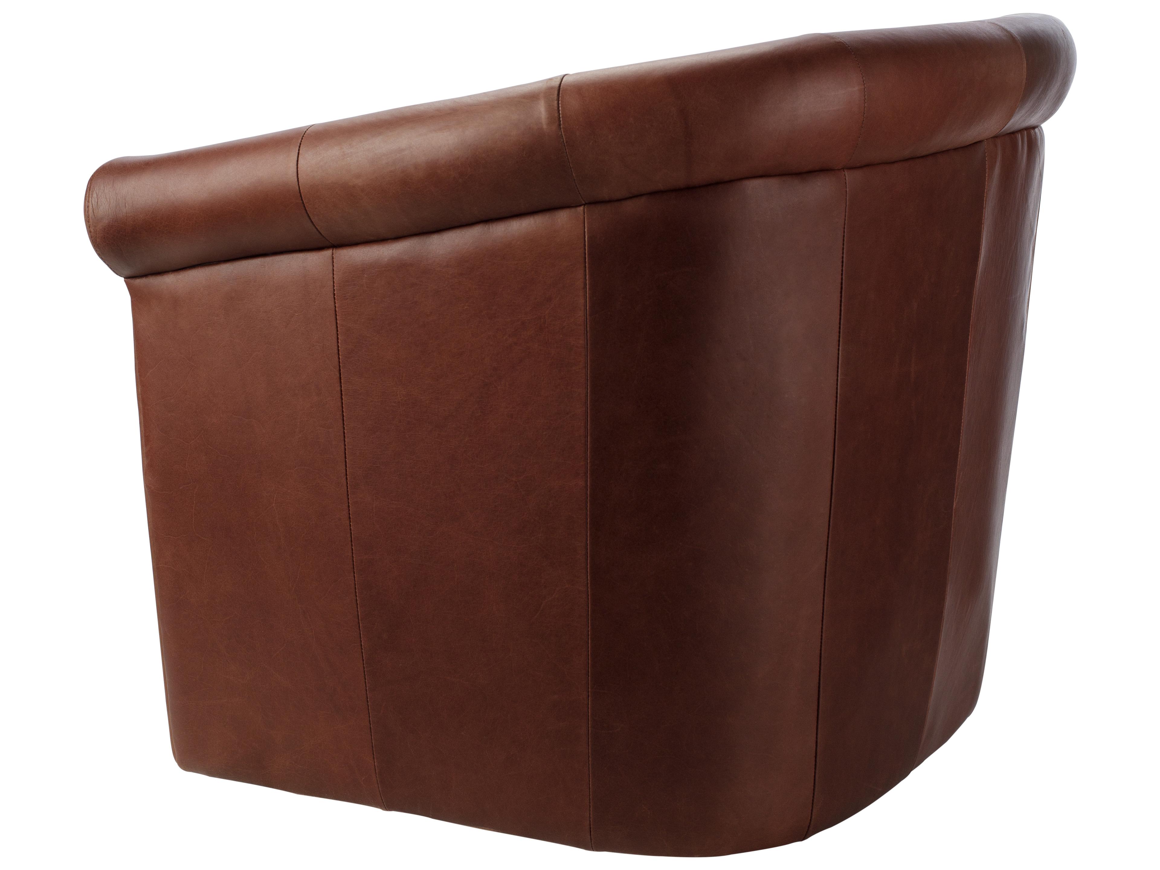 Surya Trumpet Swivel Brown Faux Leather Accent Chair