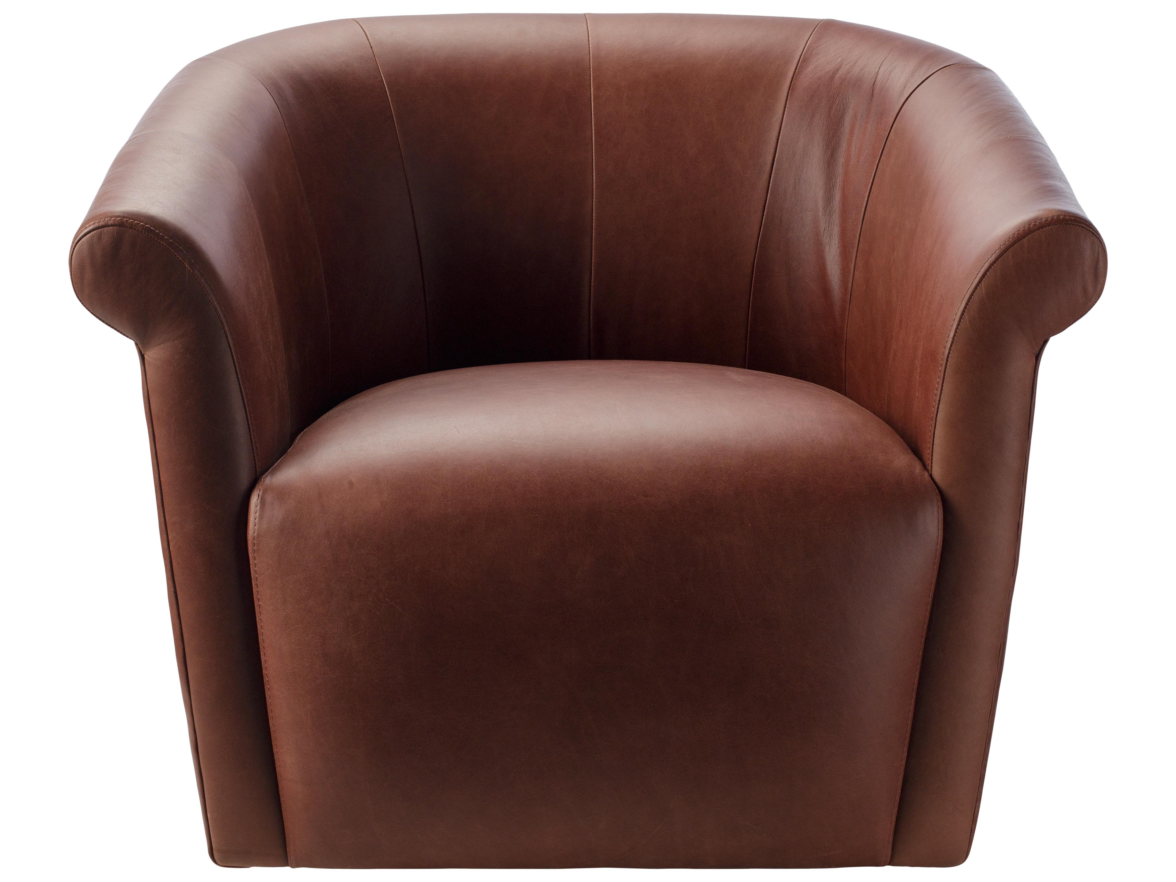 Surya Trumpet Swivel Brown Faux Leather Accent Chair