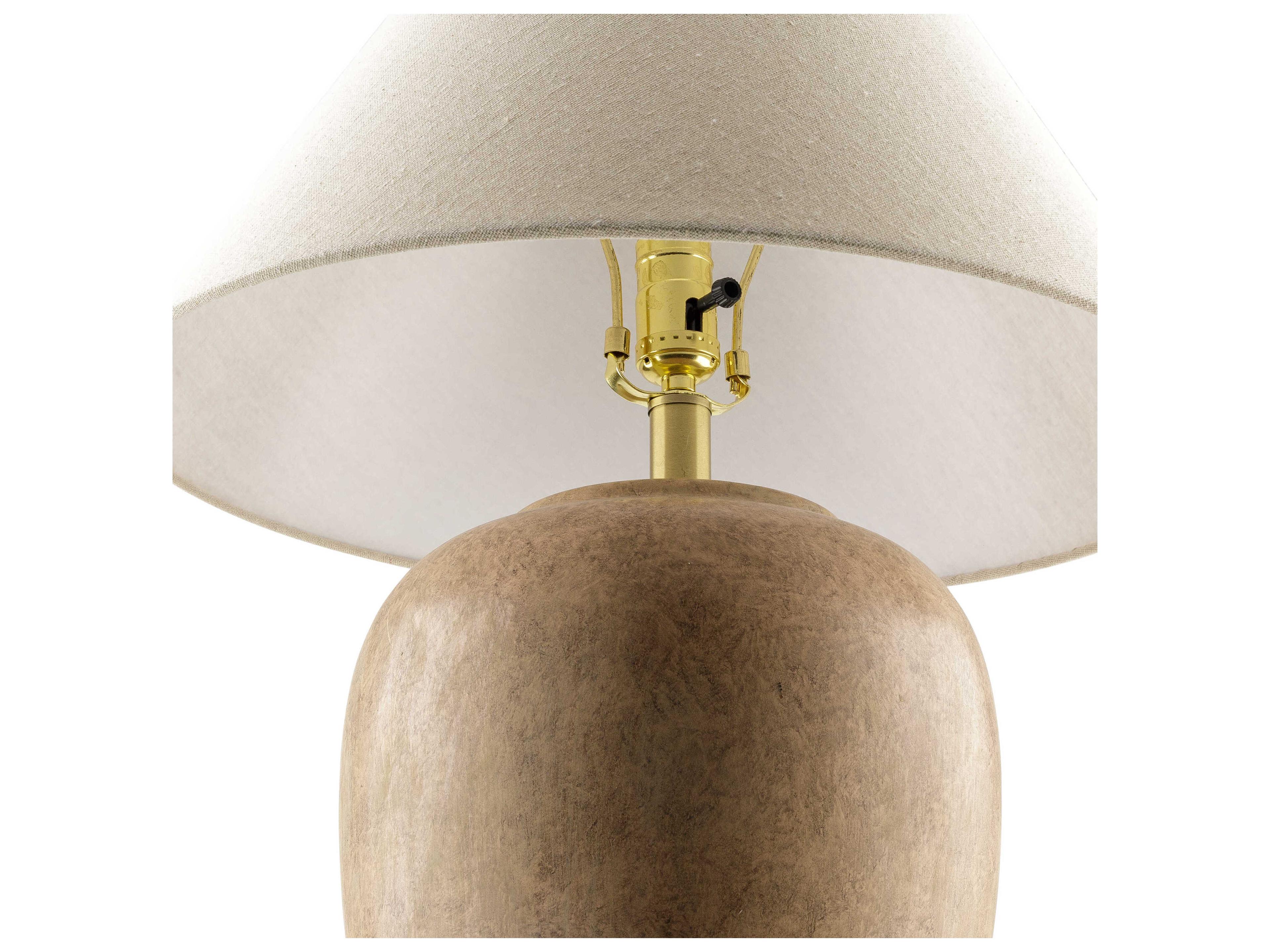 Surya Turin Pink White Beige Linen Brown Table Lamp