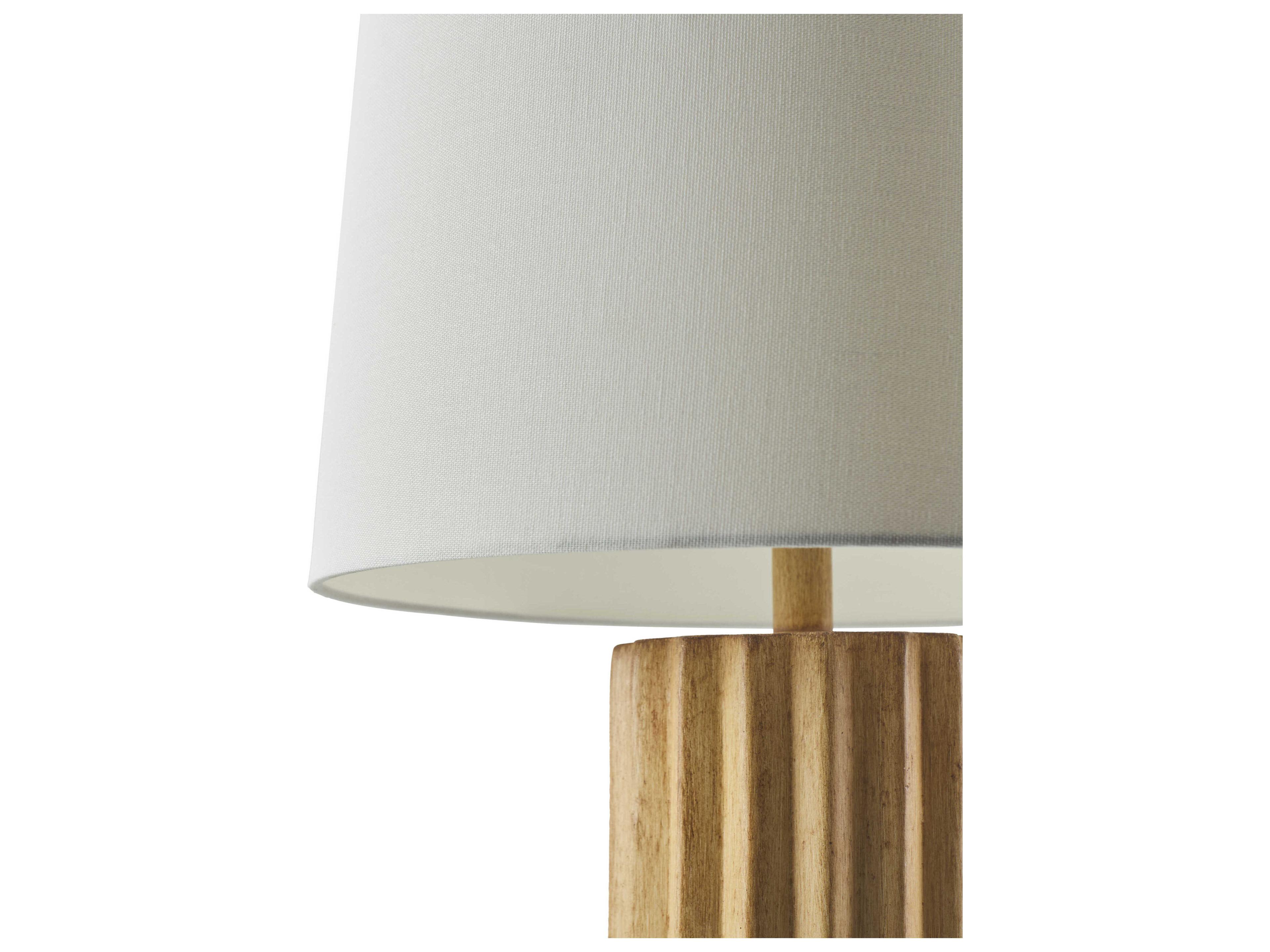 Surya Terza Beige White Linen Brown Buffet Lamp