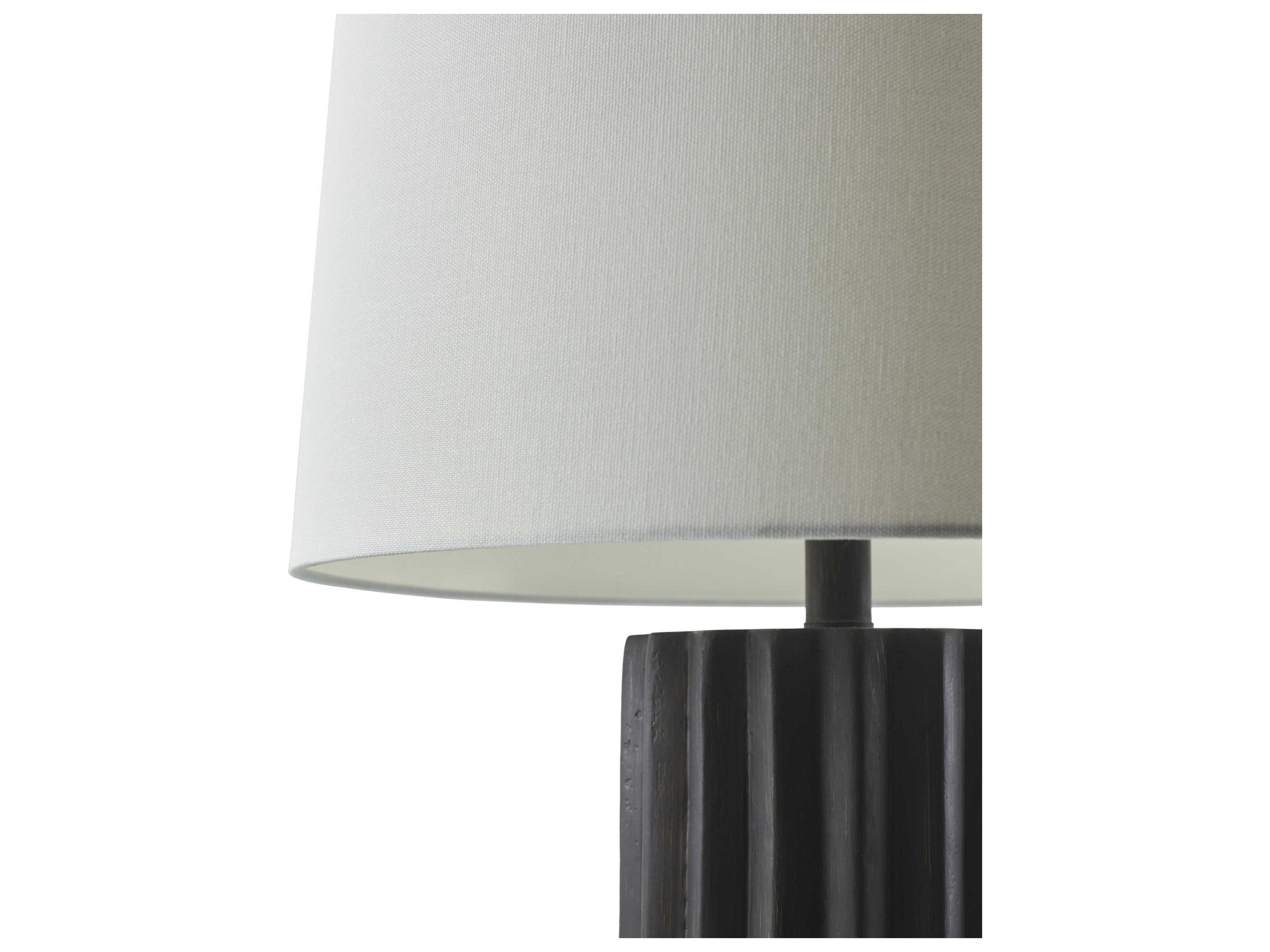 Surya Terza Black White Linen Buffet Lamp