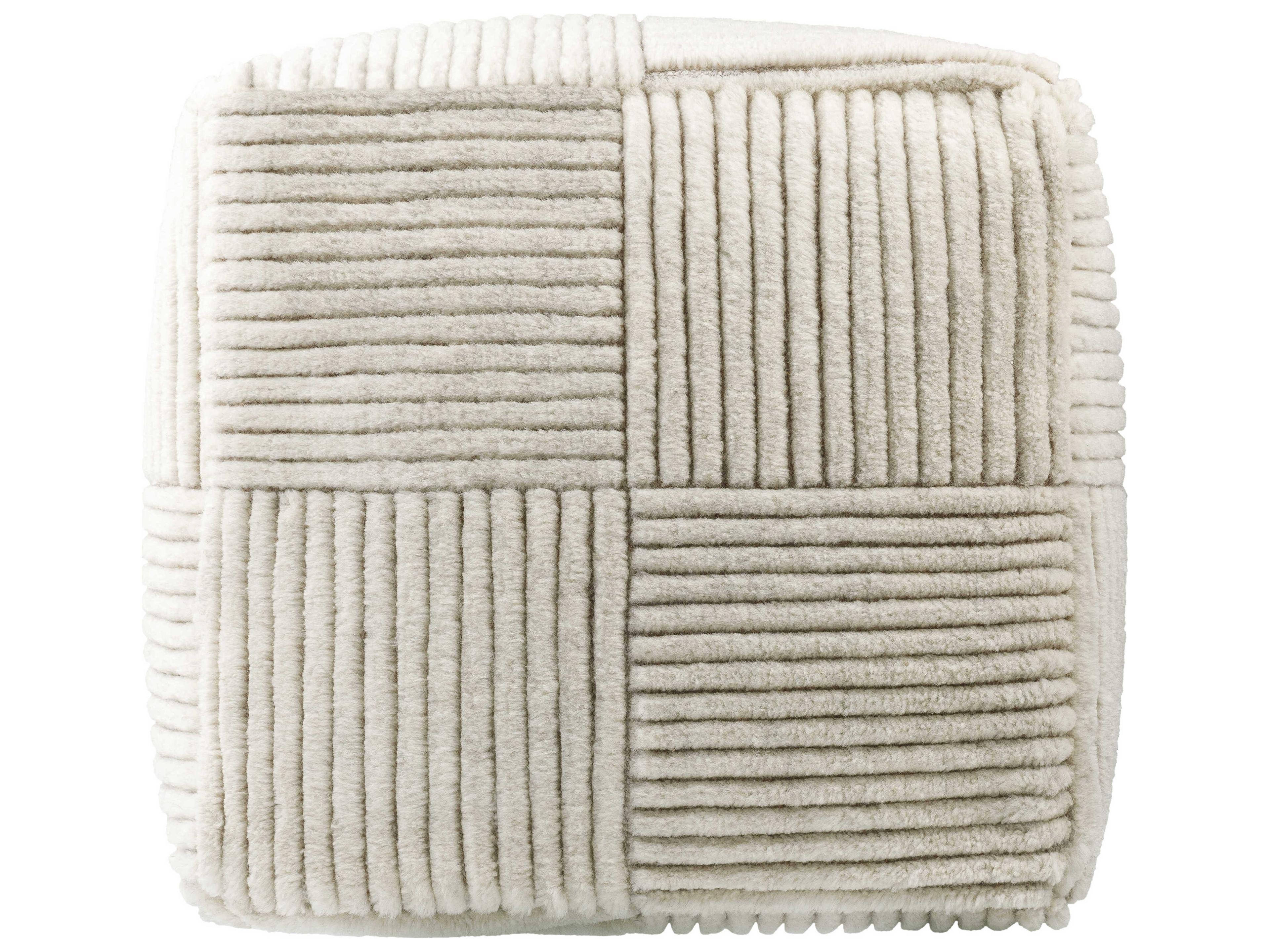 Surya Tunisia Ivory Beige Upholstered Pouf