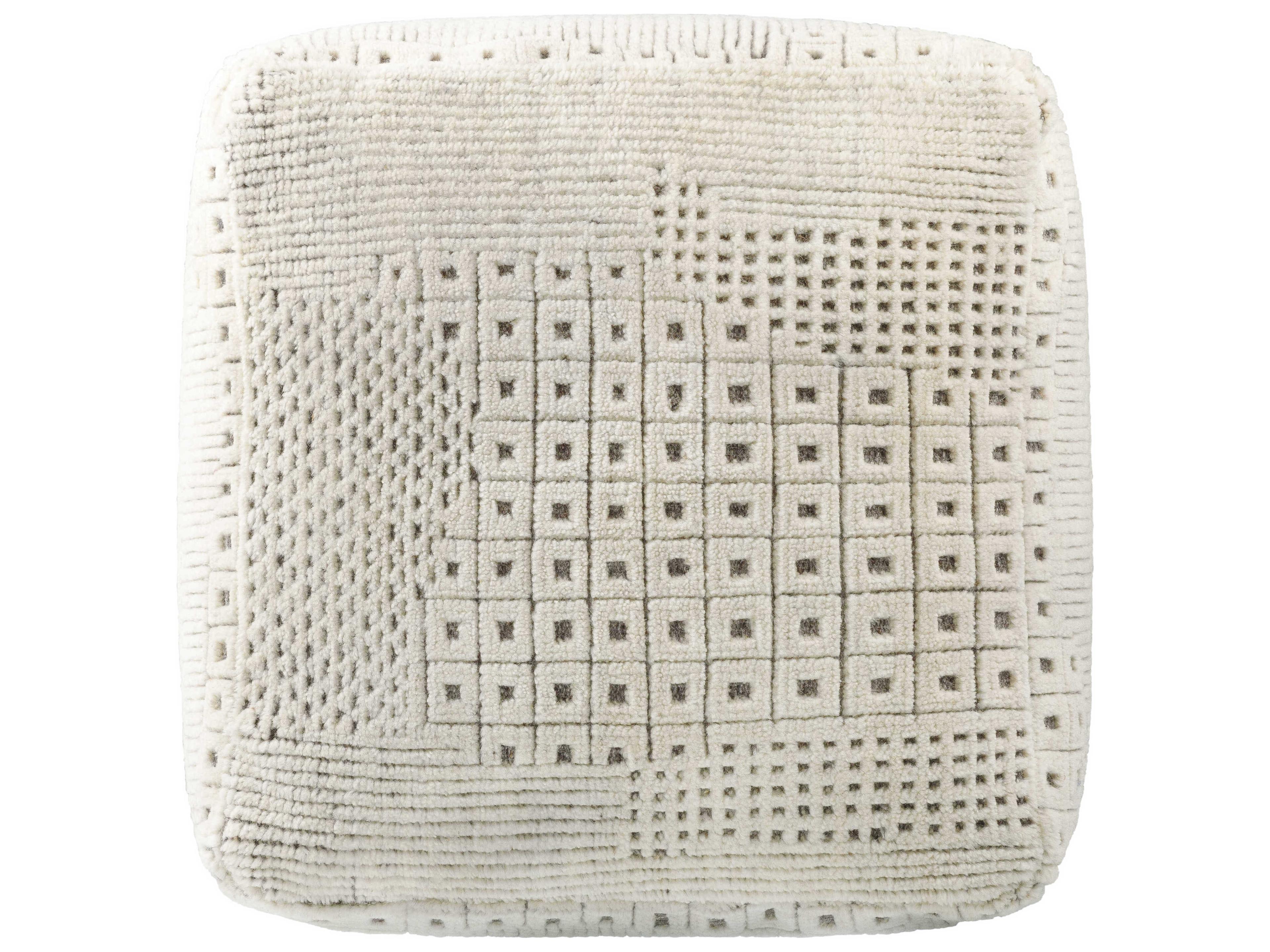Surya Tunisia Ivory Beige Upholstered Pouf