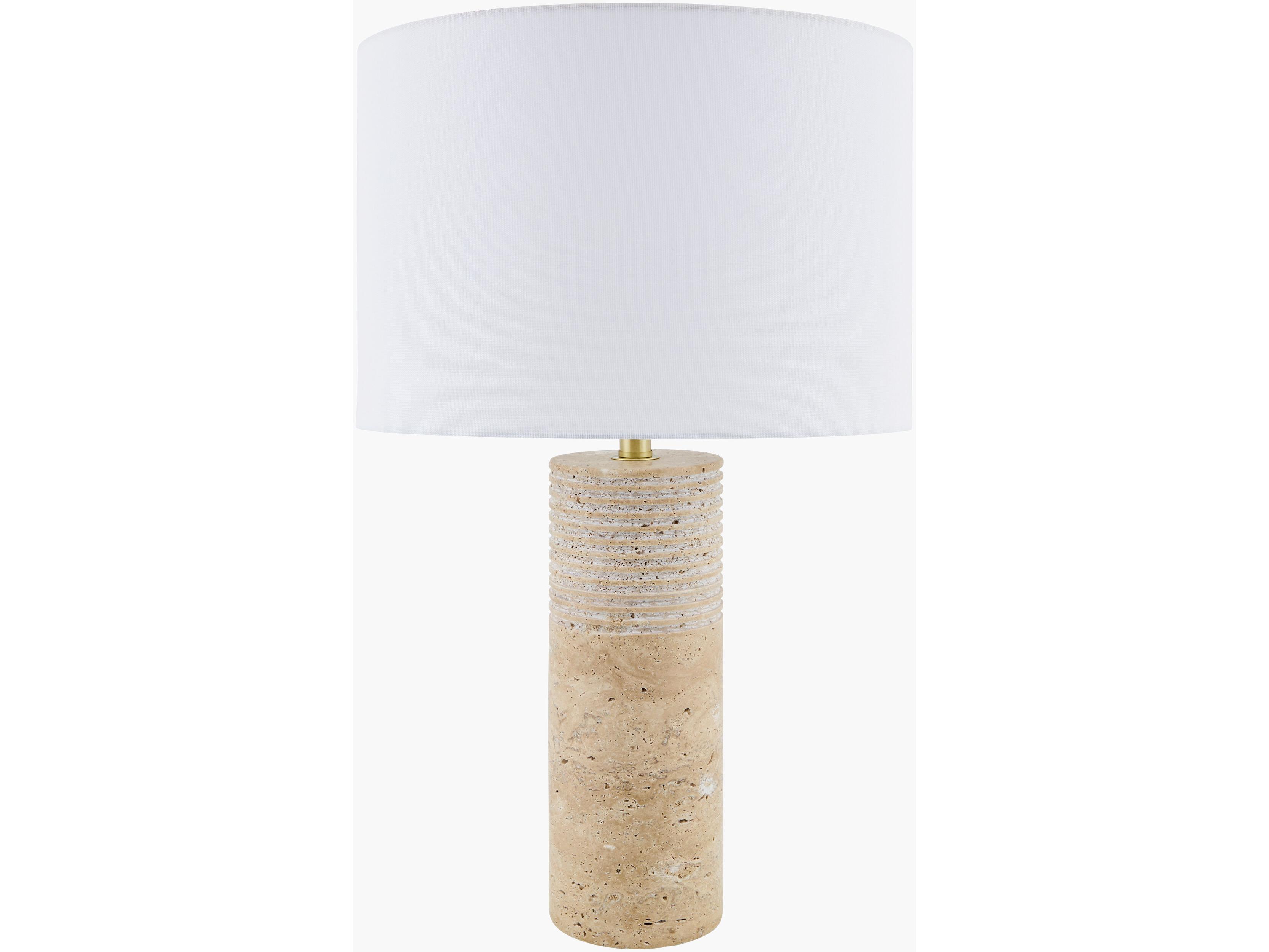 Surya Taboye Brown White Linen Buffet Lamp