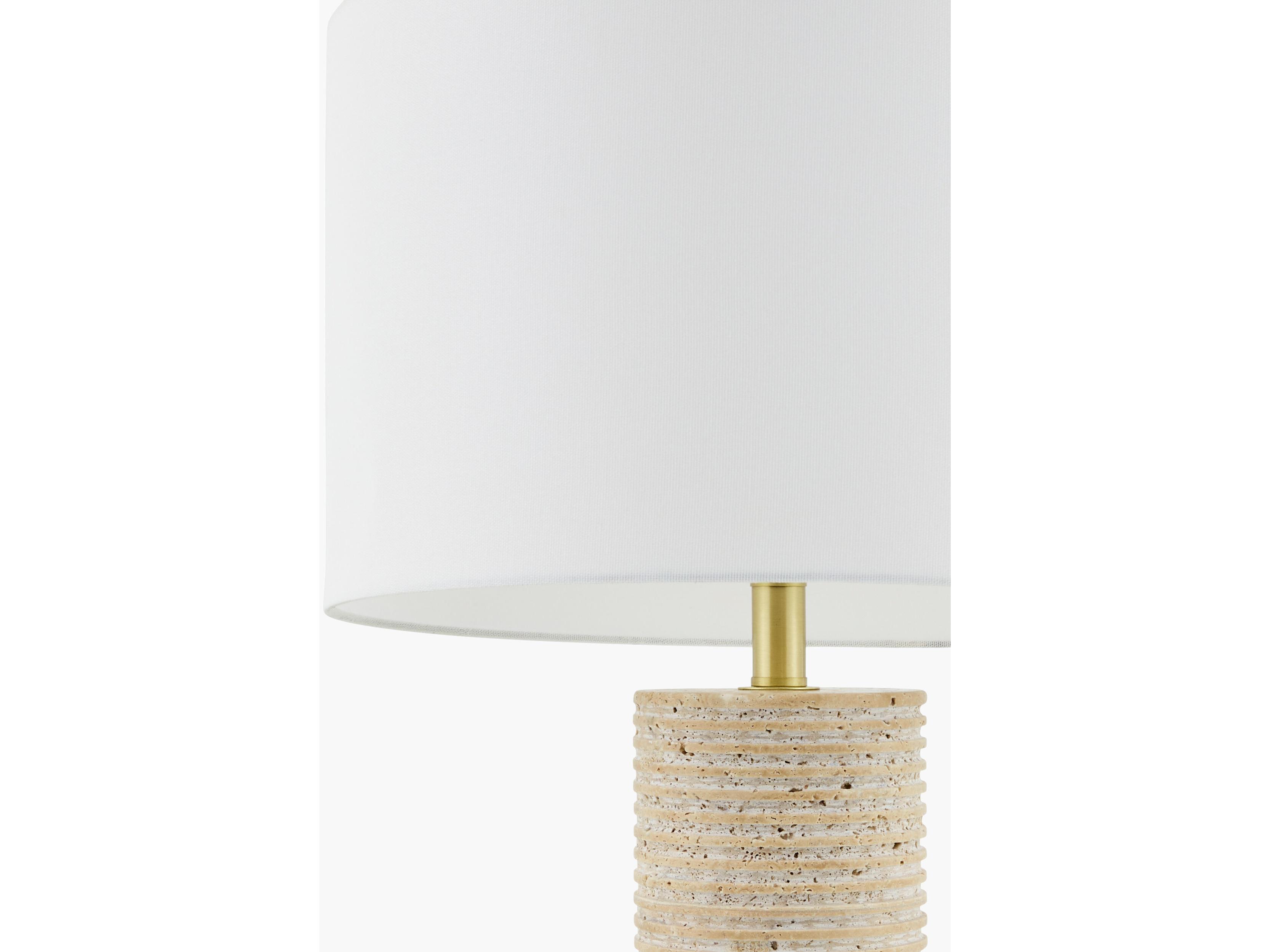 Surya Taboye Brown White Linen Buffet Lamp