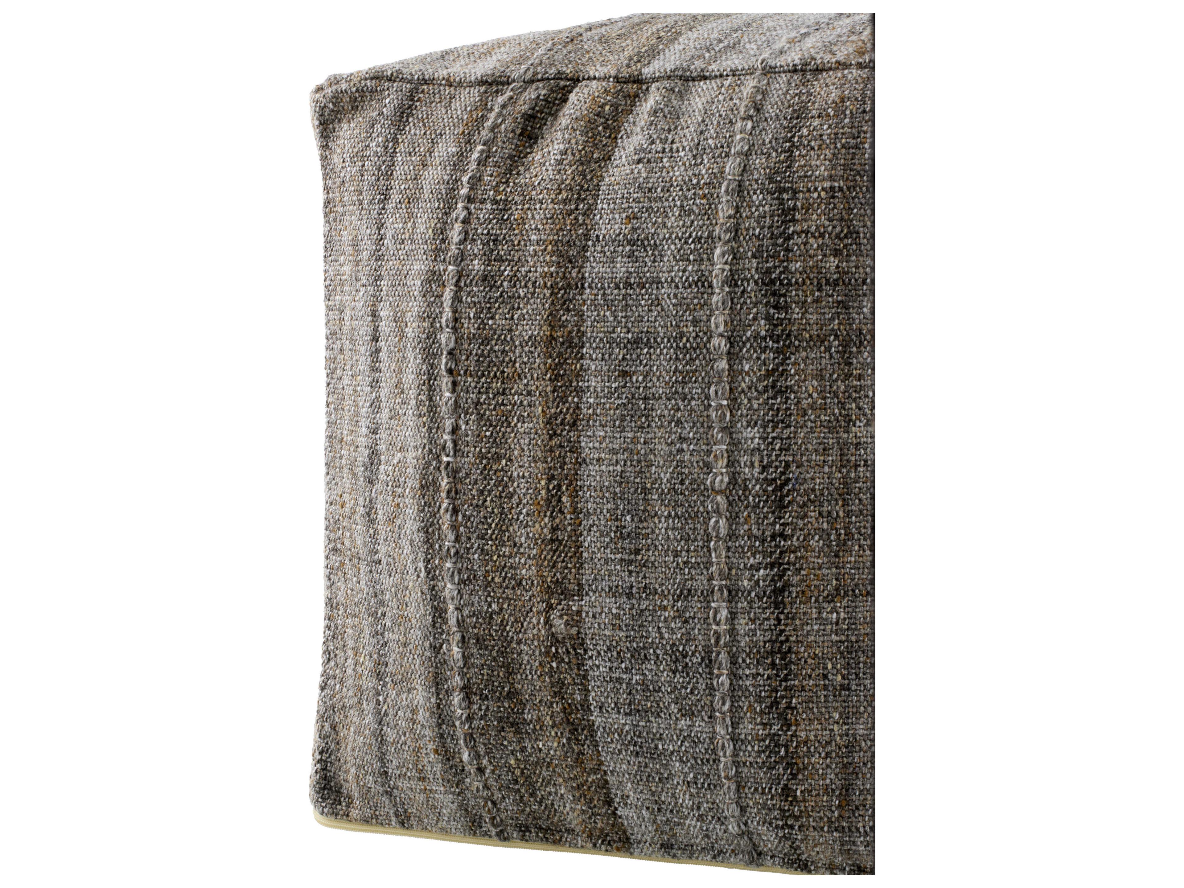 Surya Mudcloth Dark Brown Upholstered Pouf