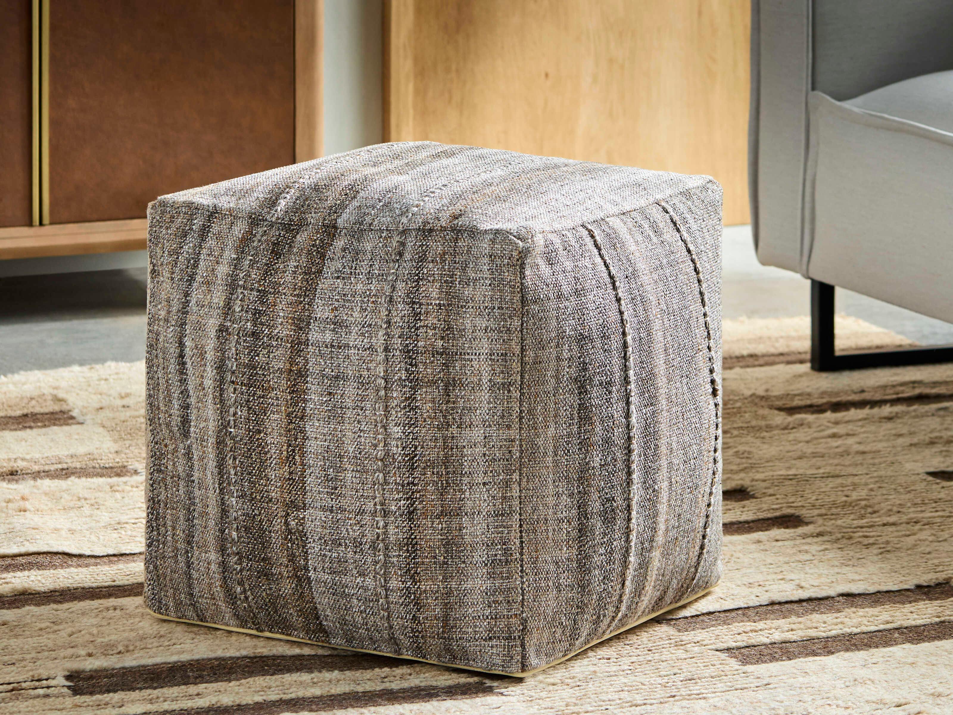 Surya Mudcloth Dark Brown Upholstered Pouf