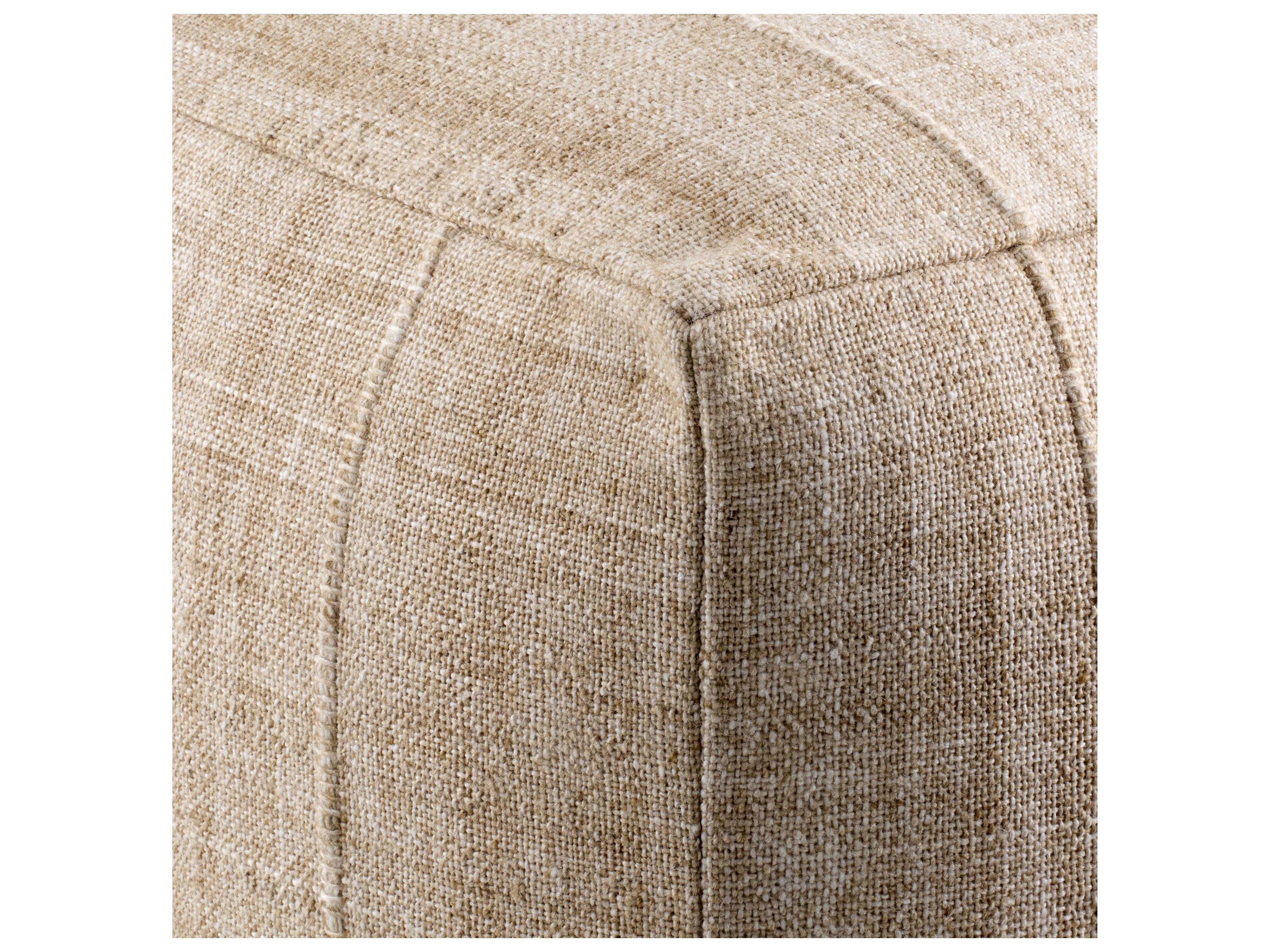 Surya Mudcloth Tan Upholstered Pouf