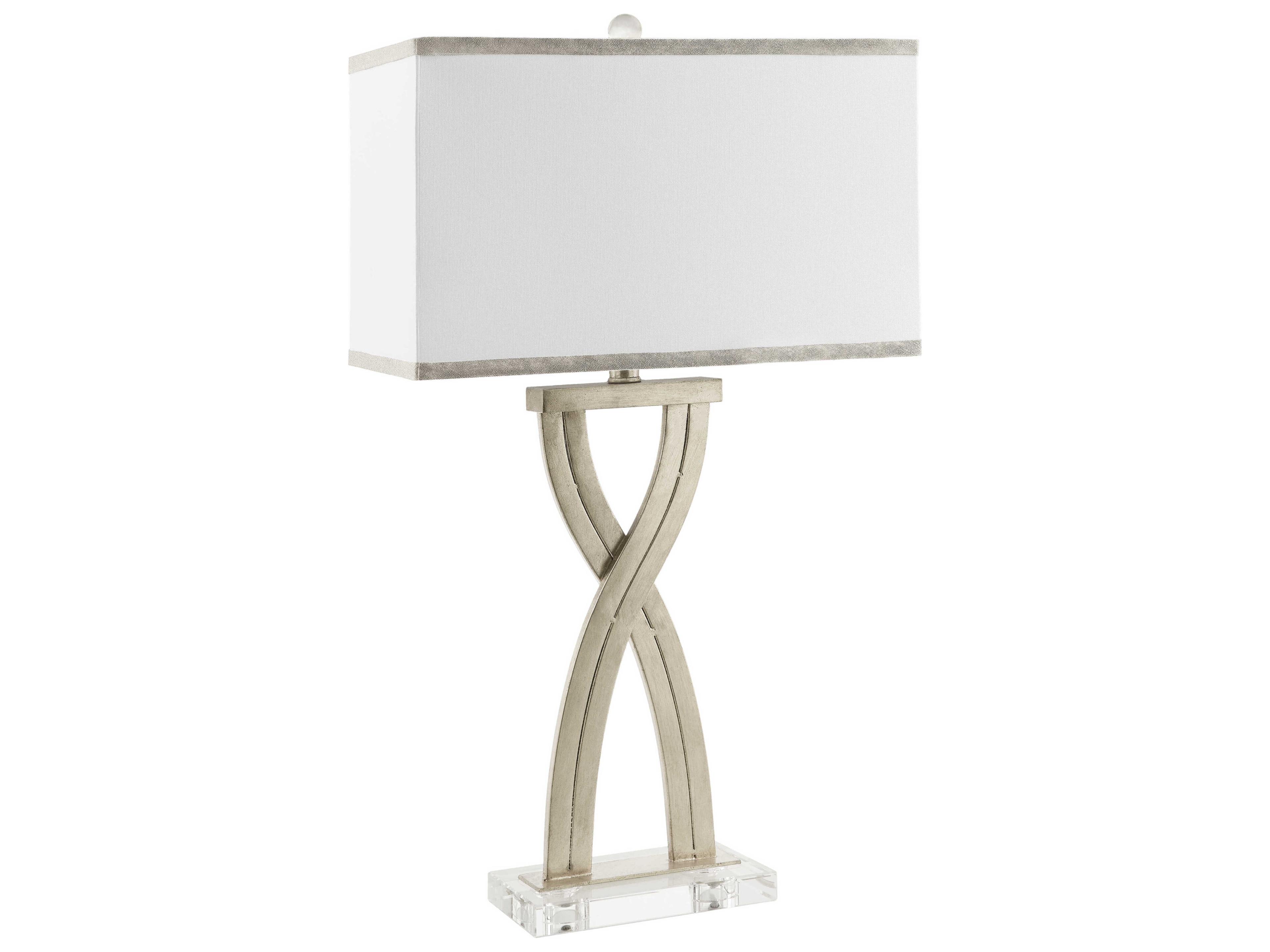 Surya Uhabis Metallic Silver White Linen Buffet Lamp
