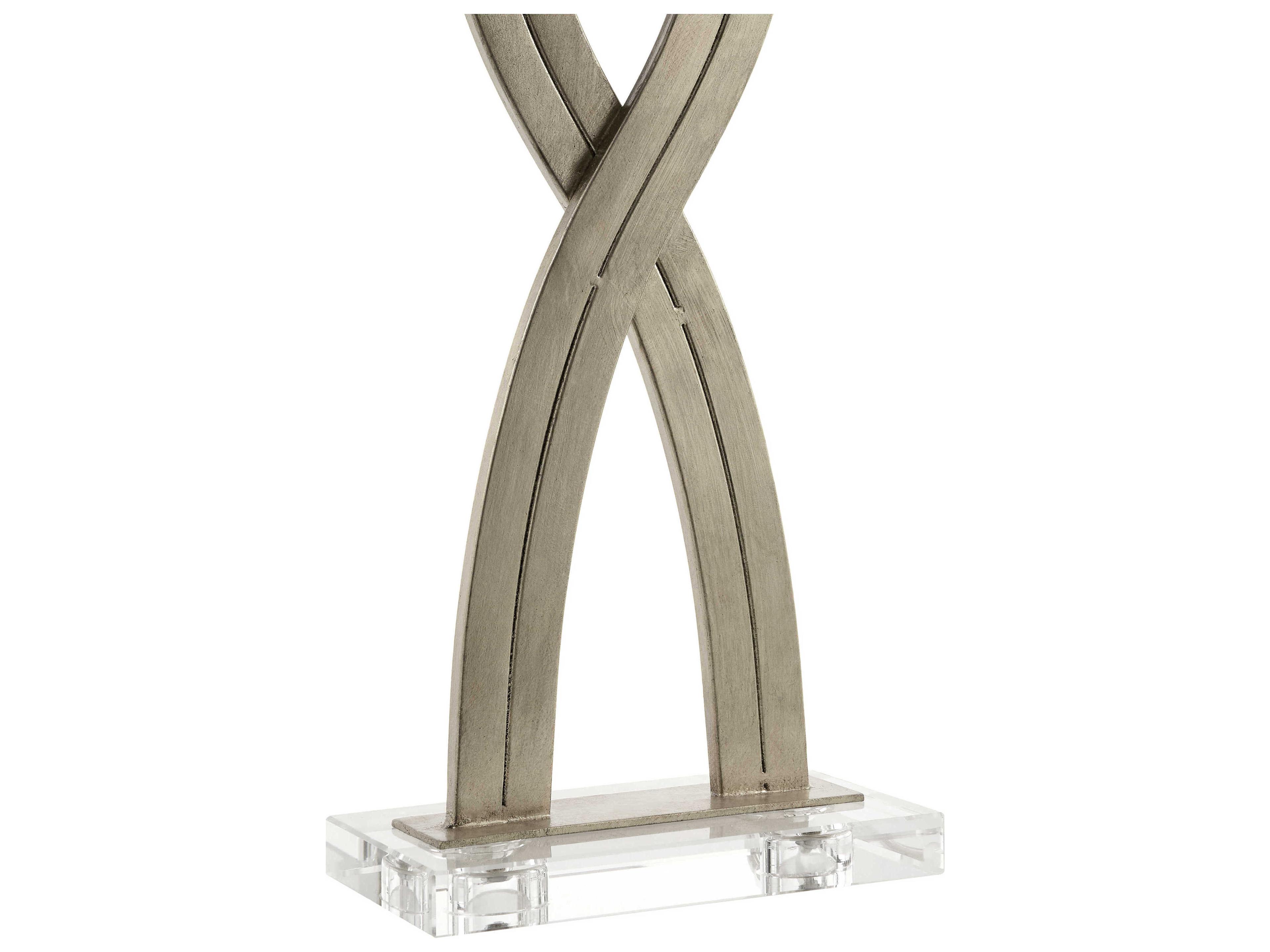 Surya Uhabis Metallic Silver White Linen Buffet Lamp