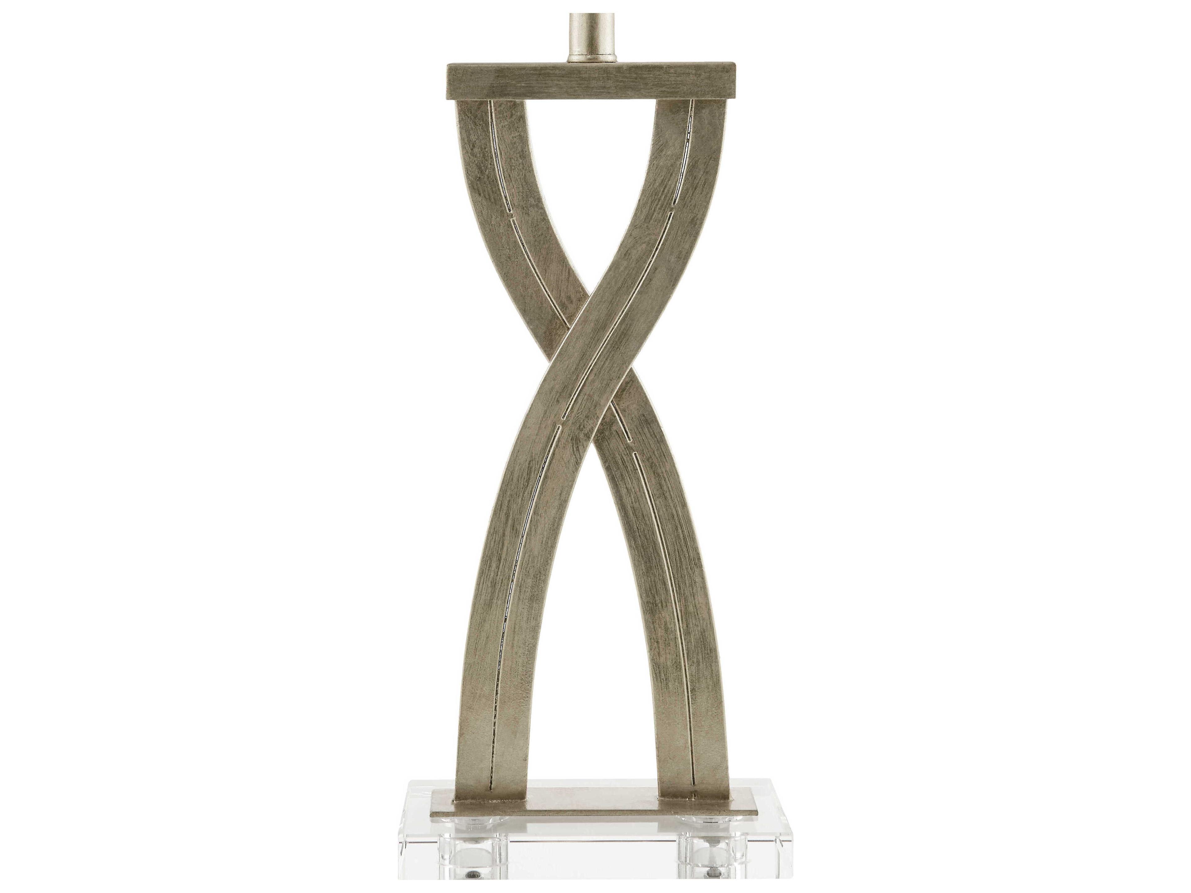 Surya Uhabis Metallic Silver White Linen Buffet Lamp