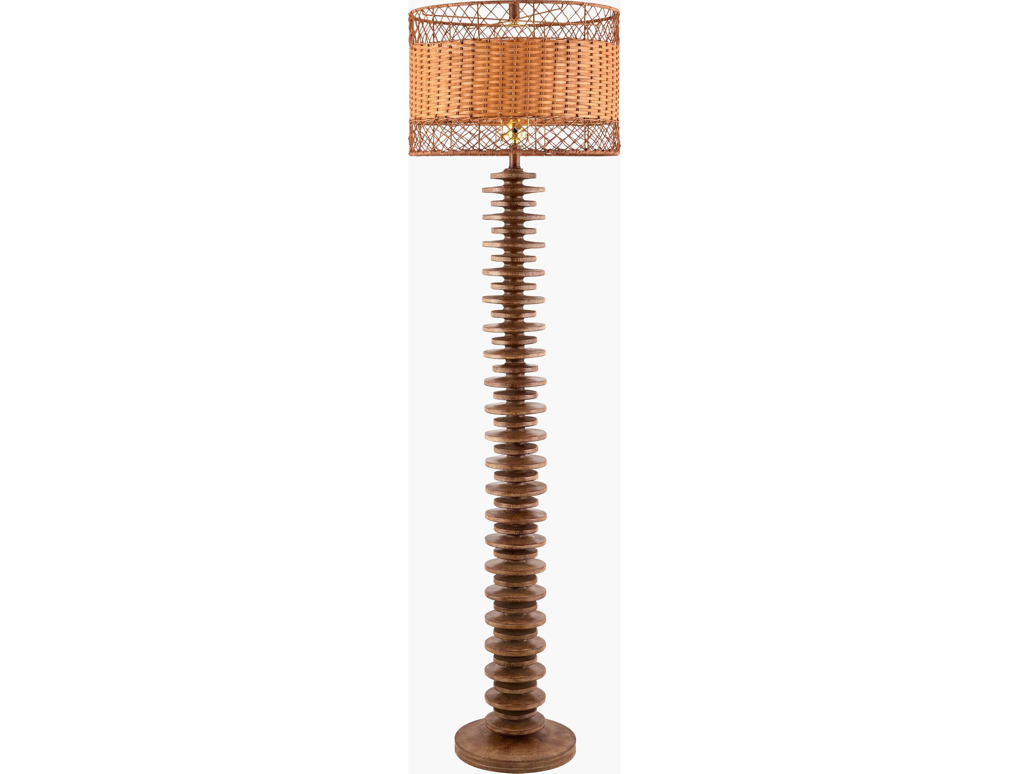 Surya Ukwi Brown Seagrass Floor Lamp