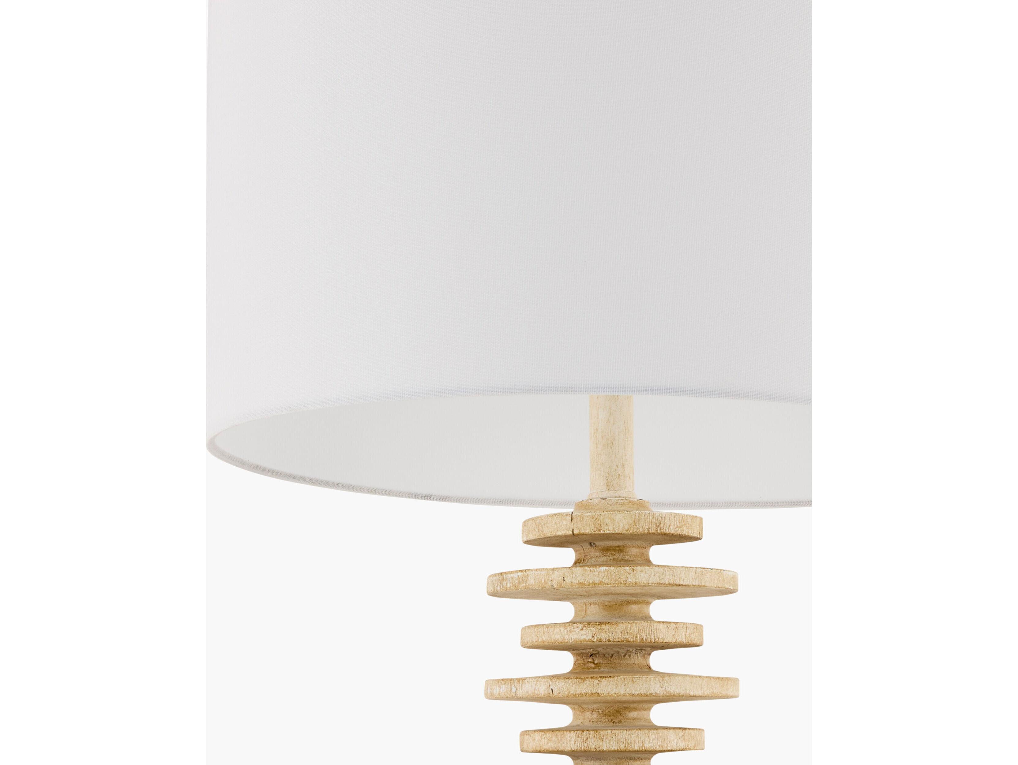 Surya Ukwi Beige White Linen Brown Floor Lamp