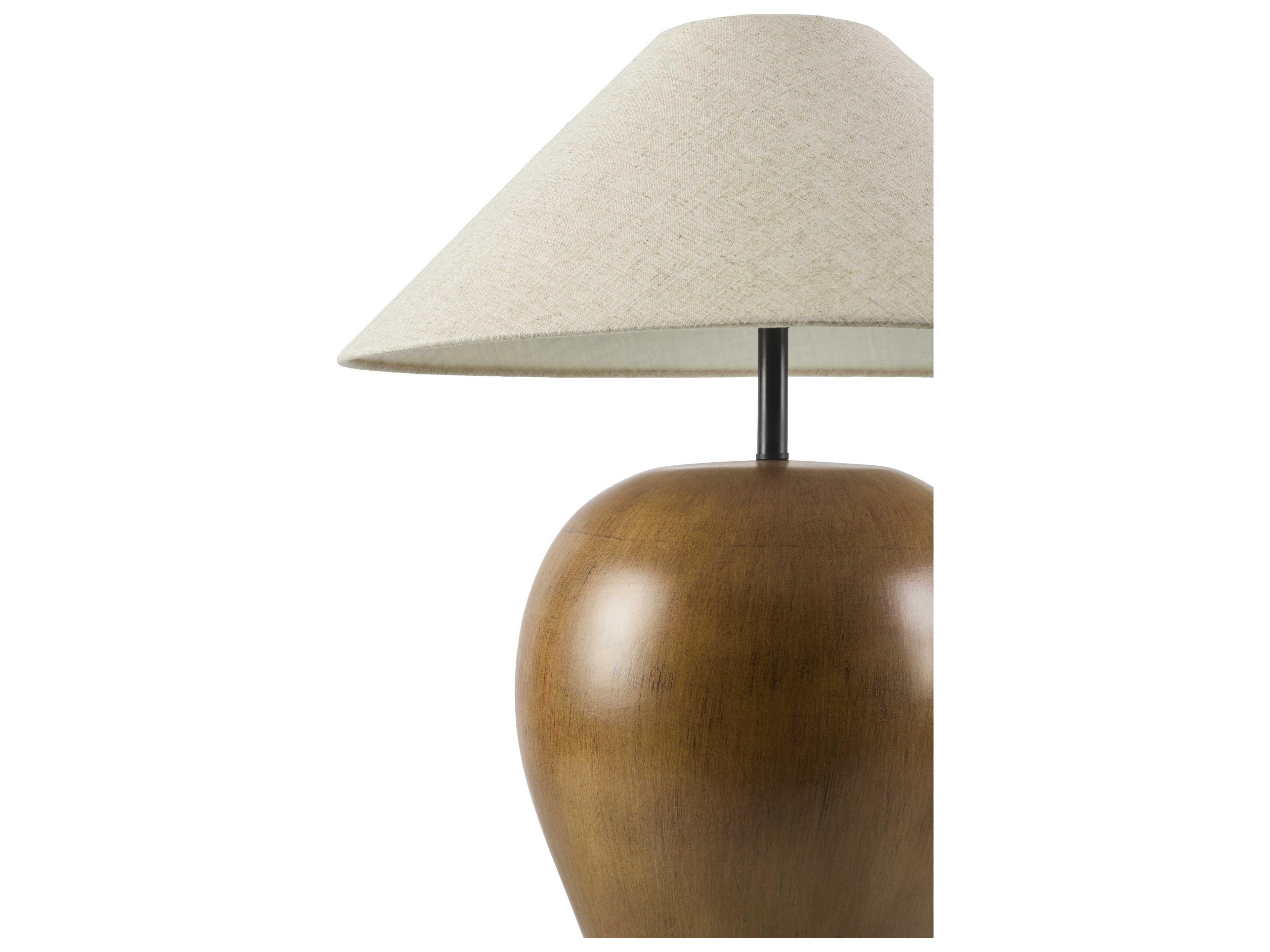 Surya Velas Brown White Linen Buffet Lamp
