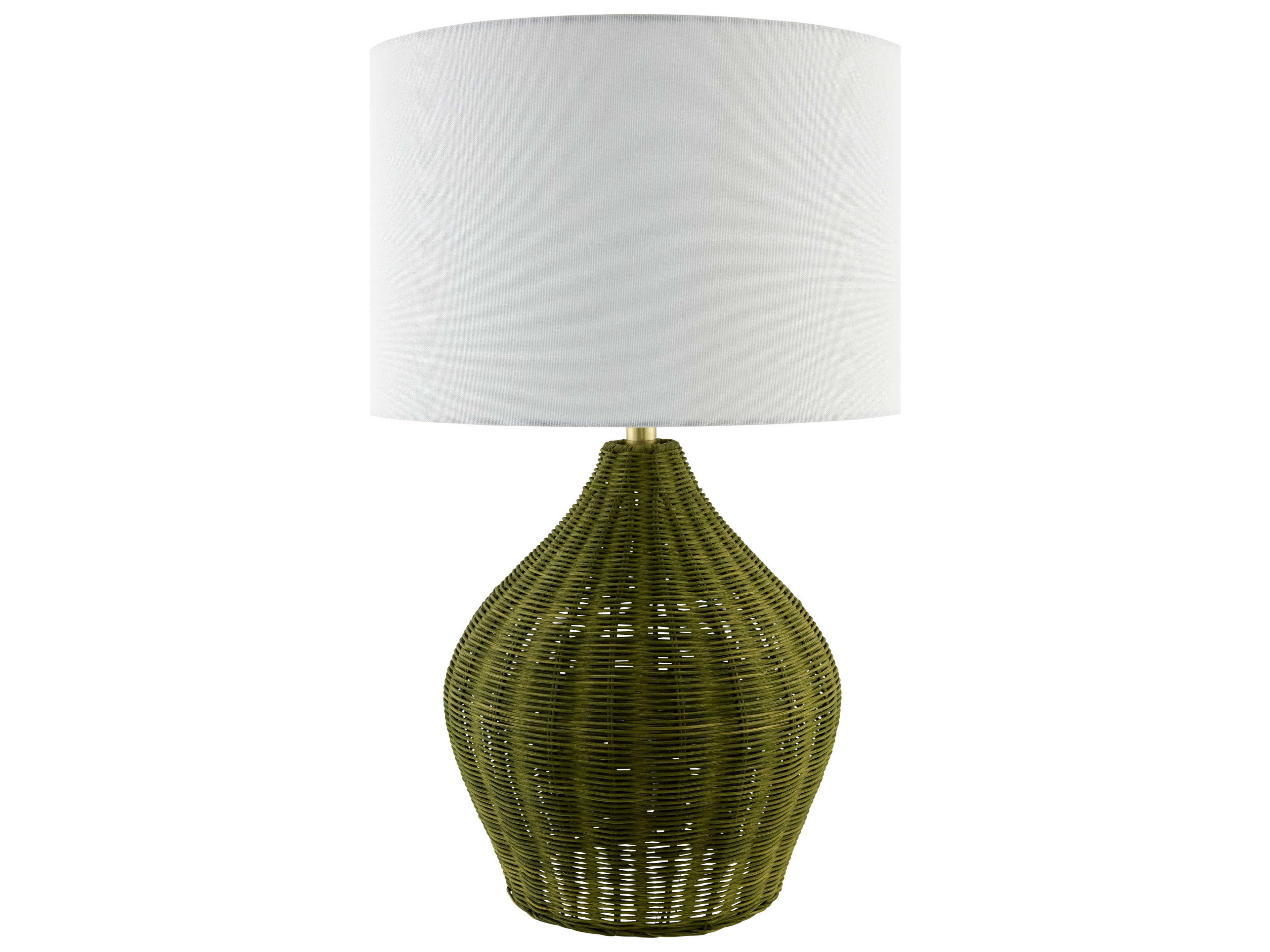 Surya Velles Dark Green White Linen Buffet Lamp