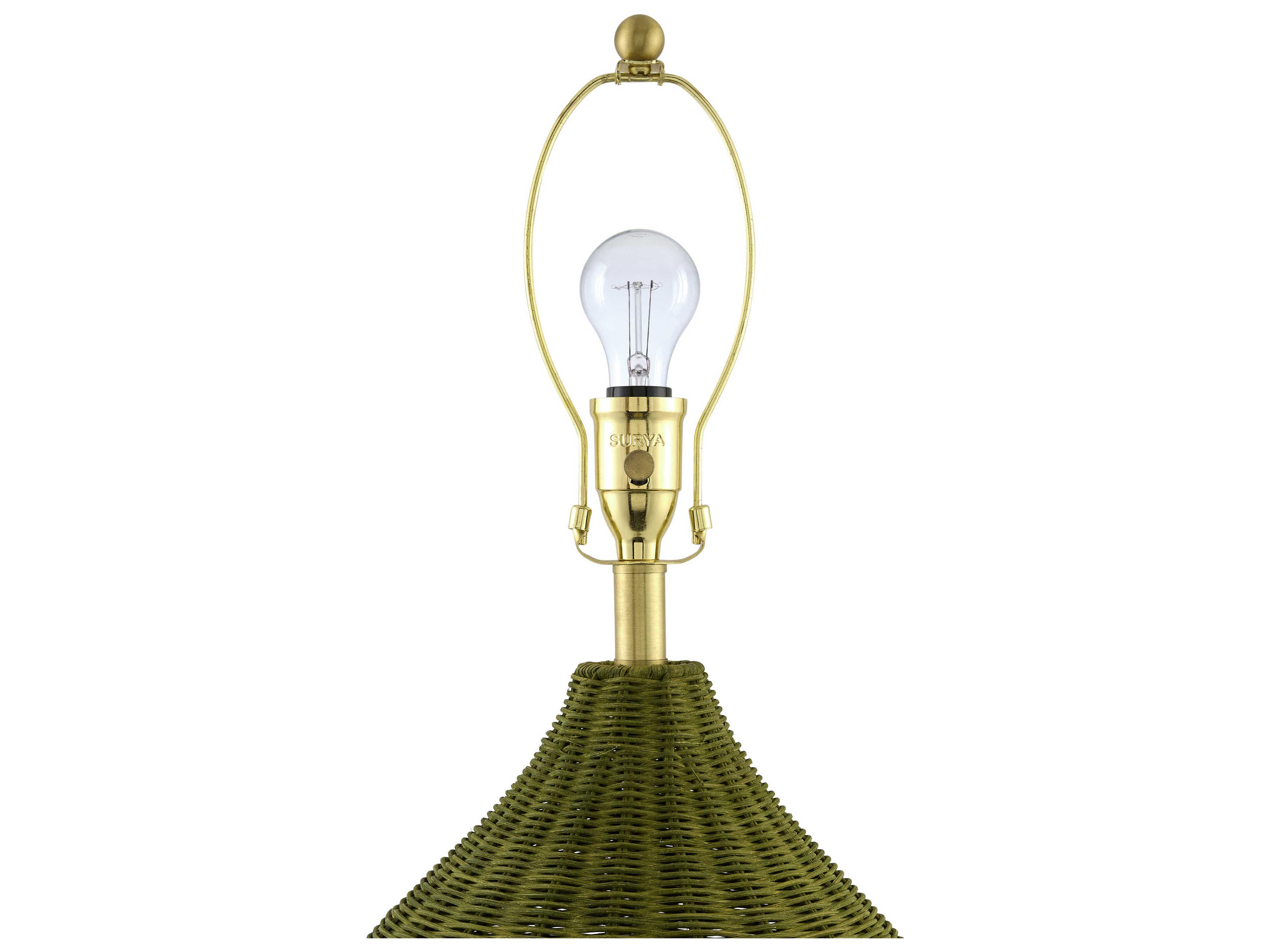 Surya Velles Dark Green White Linen Buffet Lamp