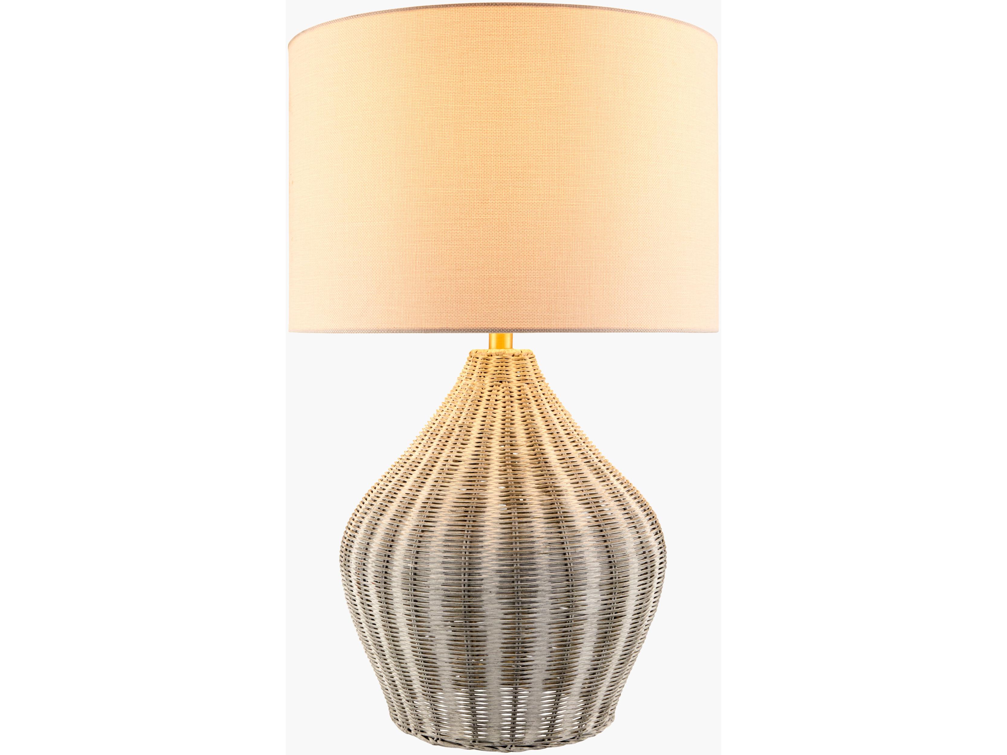 Surya Velles Gray White Linen Buffet Lamp
