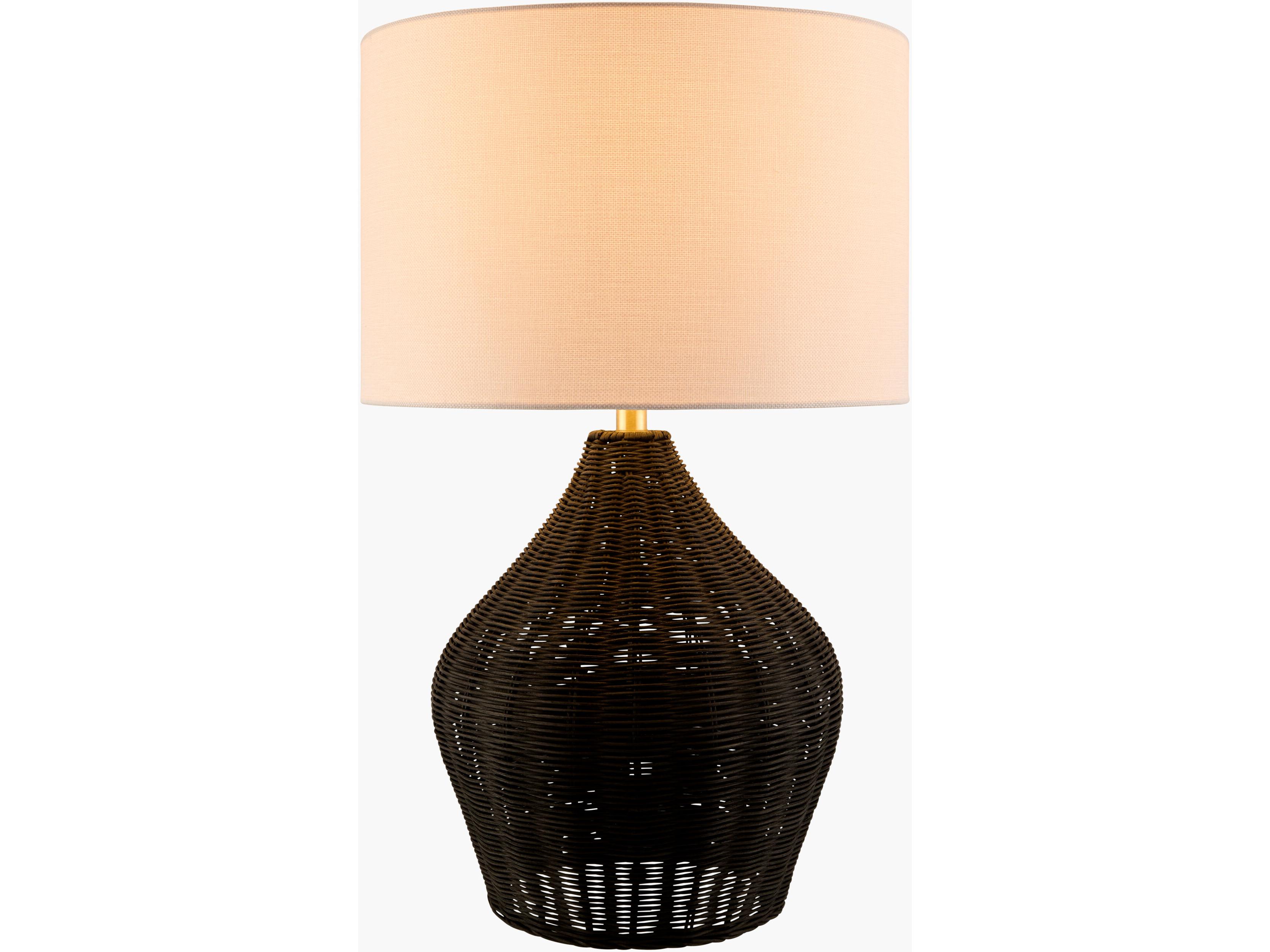 Surya Velles Black White Linen Buffet Lamp