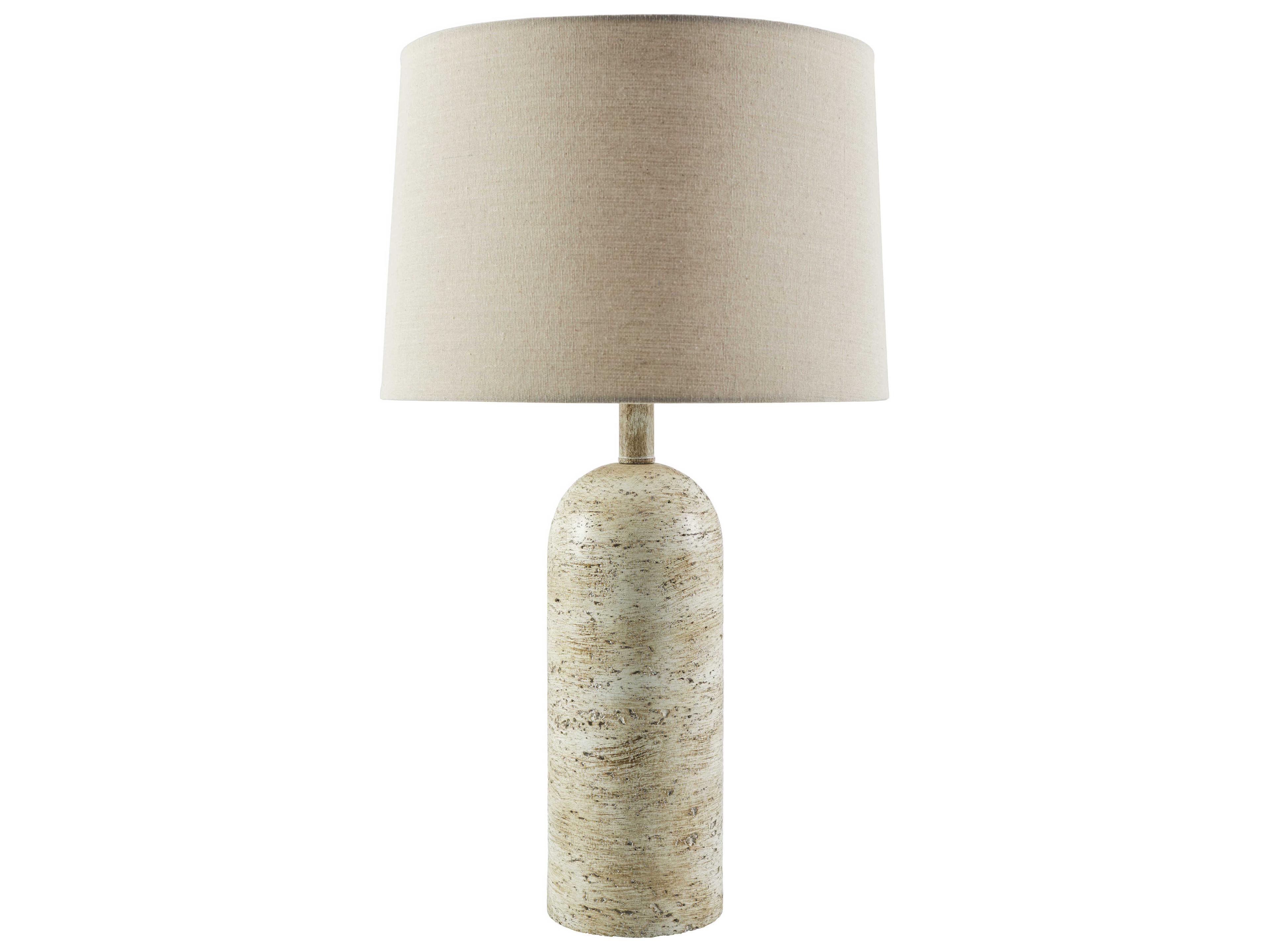 Surya Valle Khaki Wheat Linen Gray Buffet Lamp