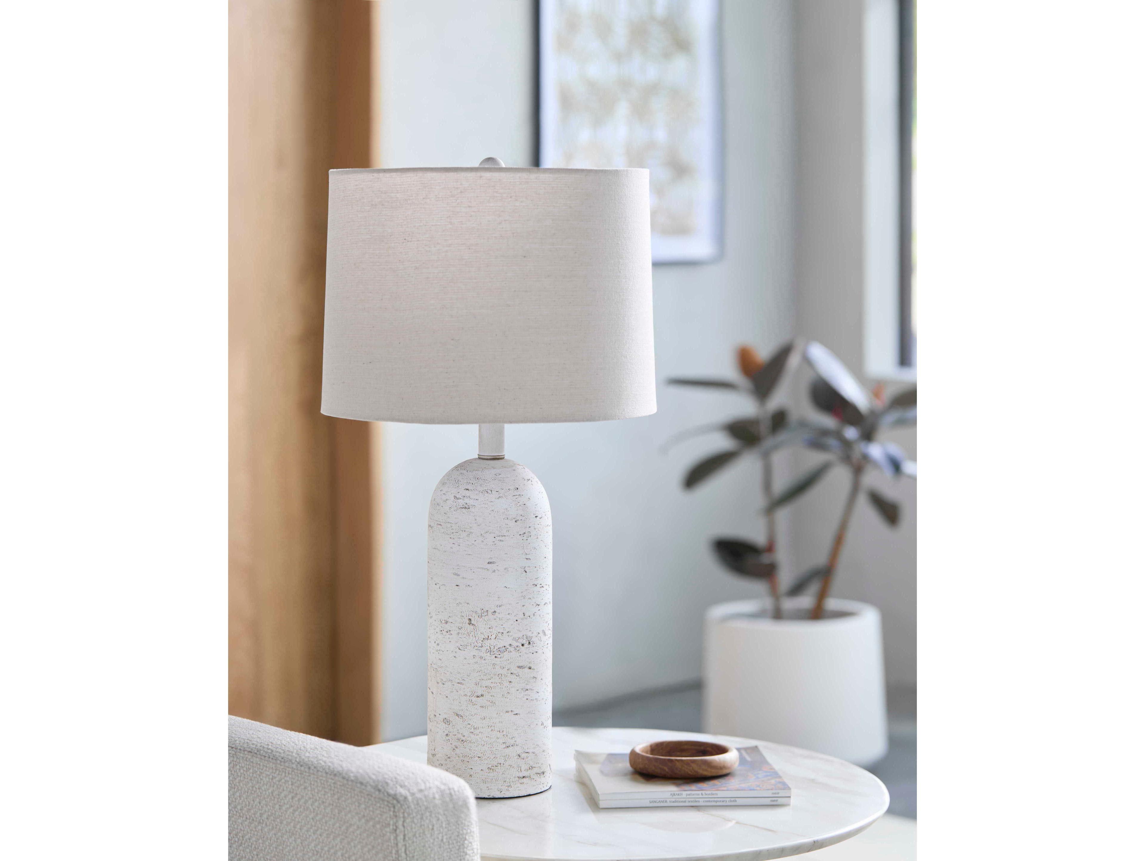 Surya Valle White Wheat Linen Buffet Lamp
