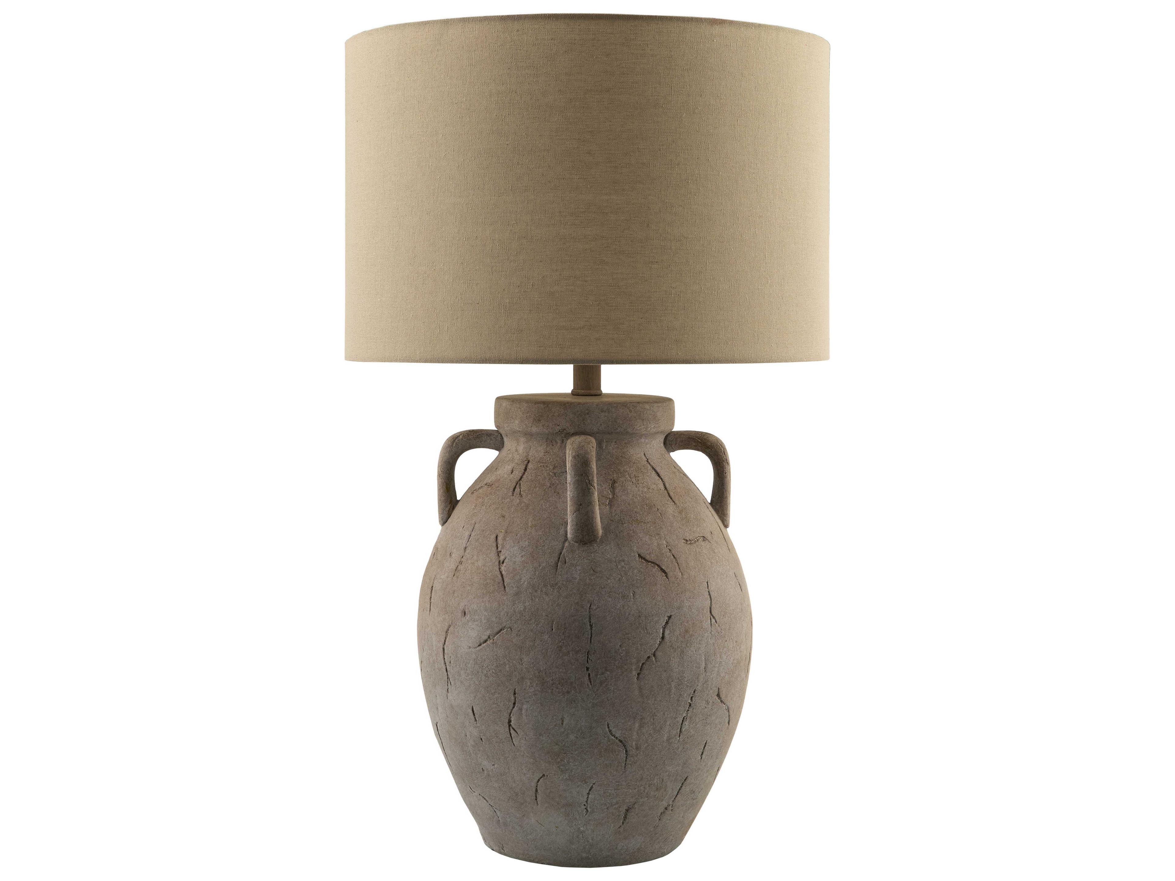 Surya Valmont Gray Wheat Linen Buffet Lamp