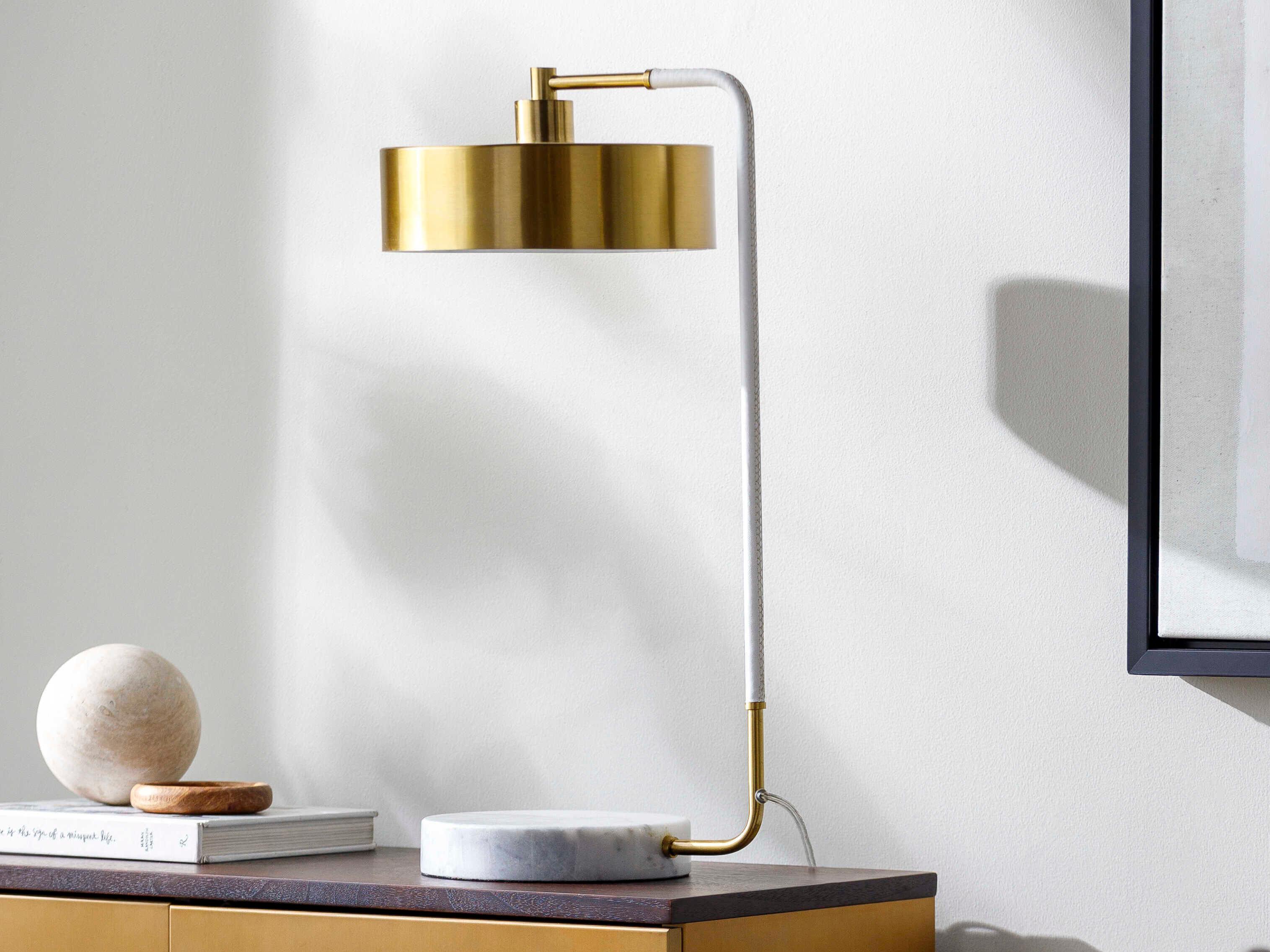 Surya Valo Gold White Metal Desk Lamp