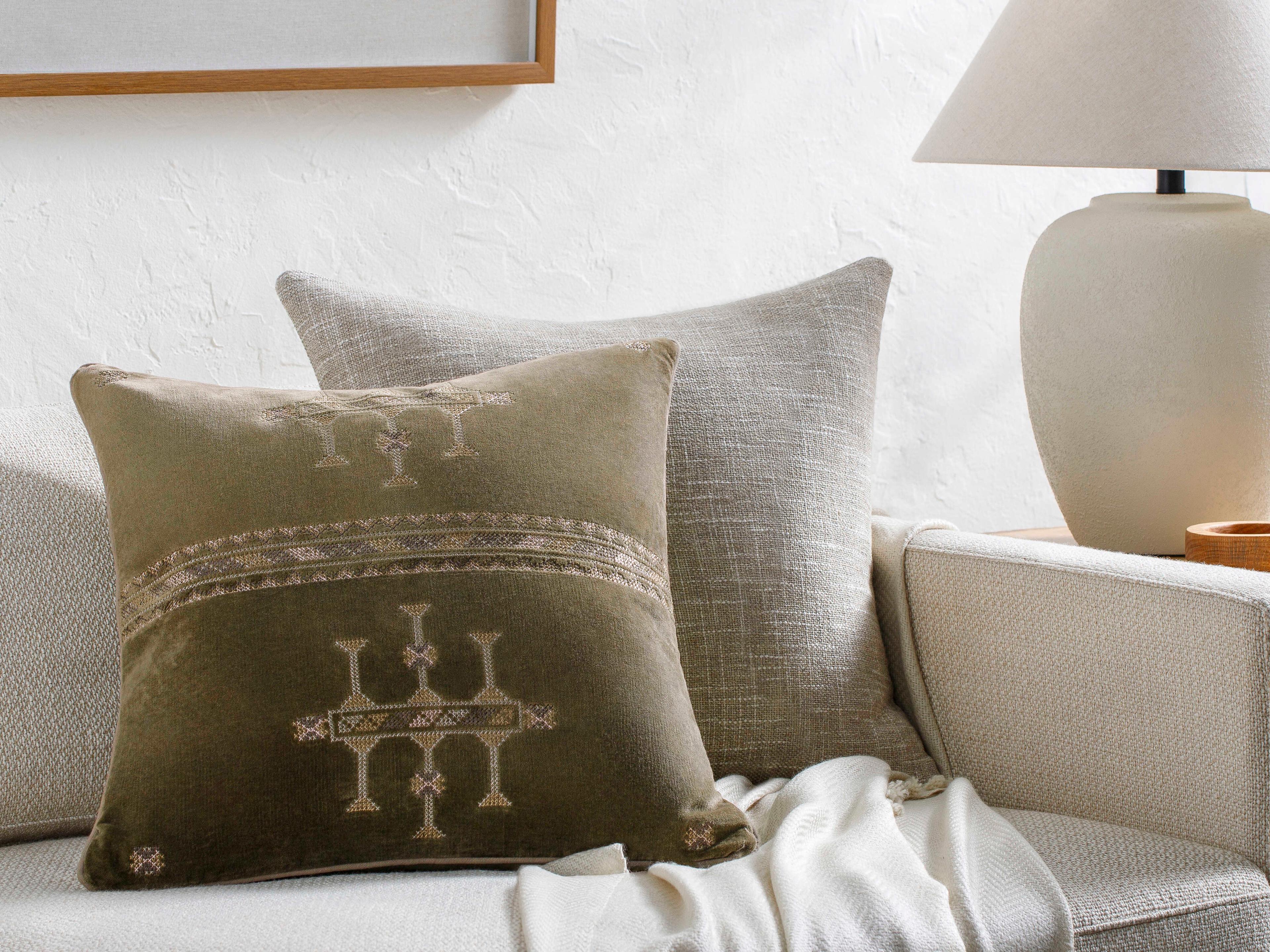 Surya Velour Olive Green Pillow