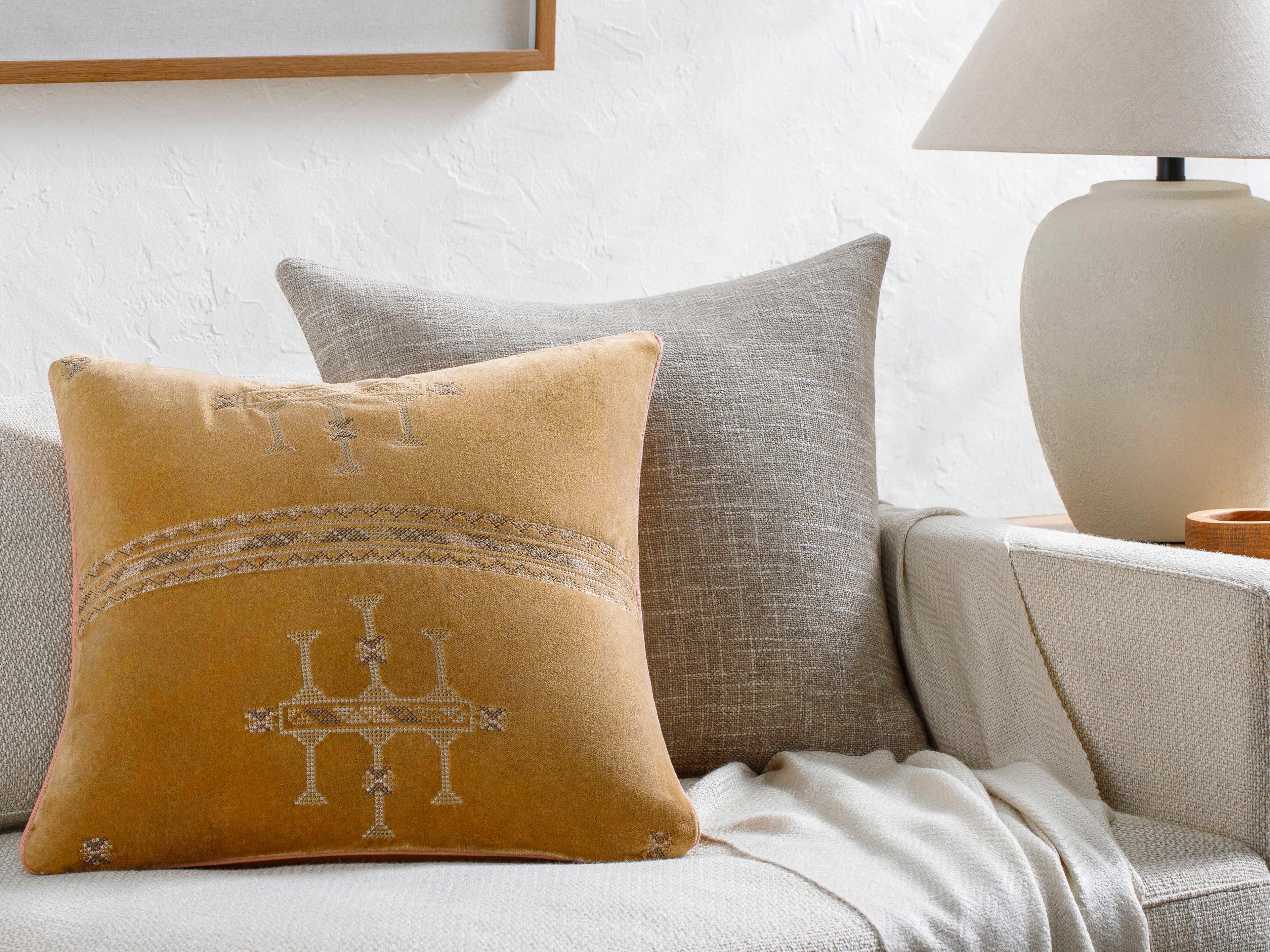 Surya Velour Mustard Pillow