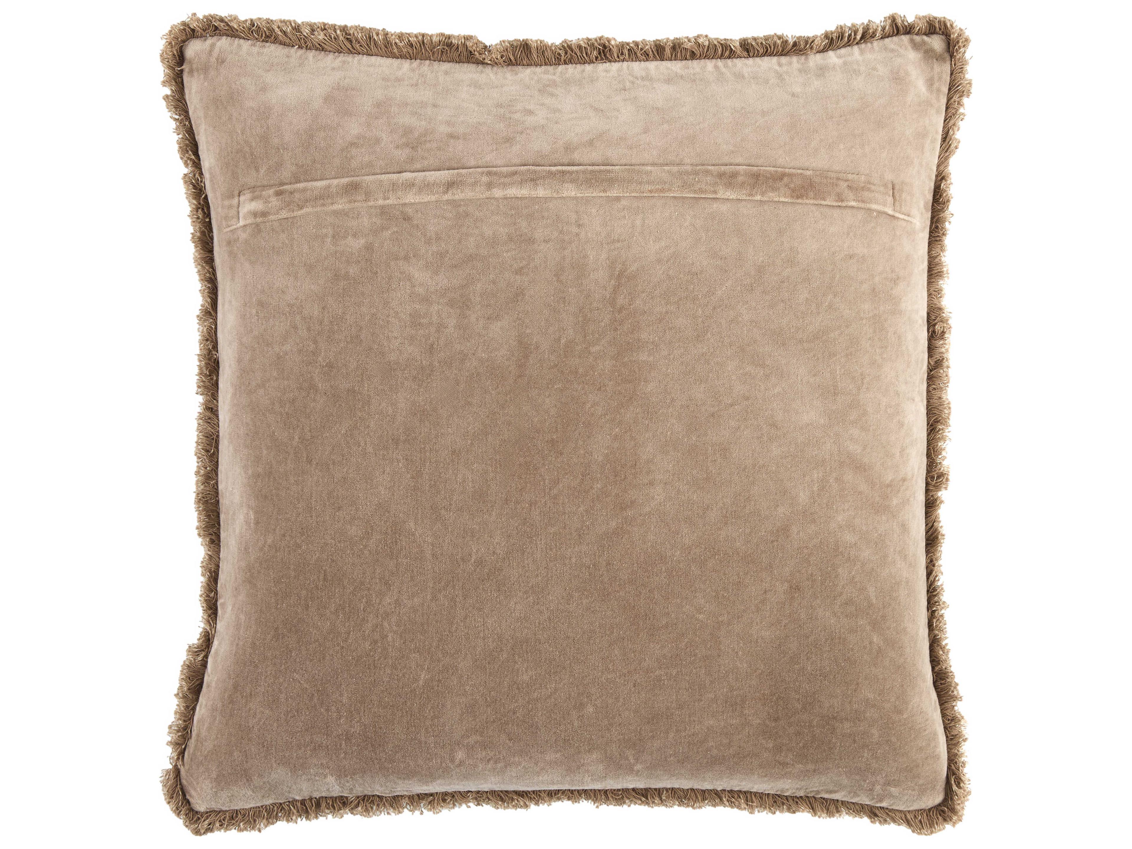 Surya Washed Cotton Velvet Taupe Pillow