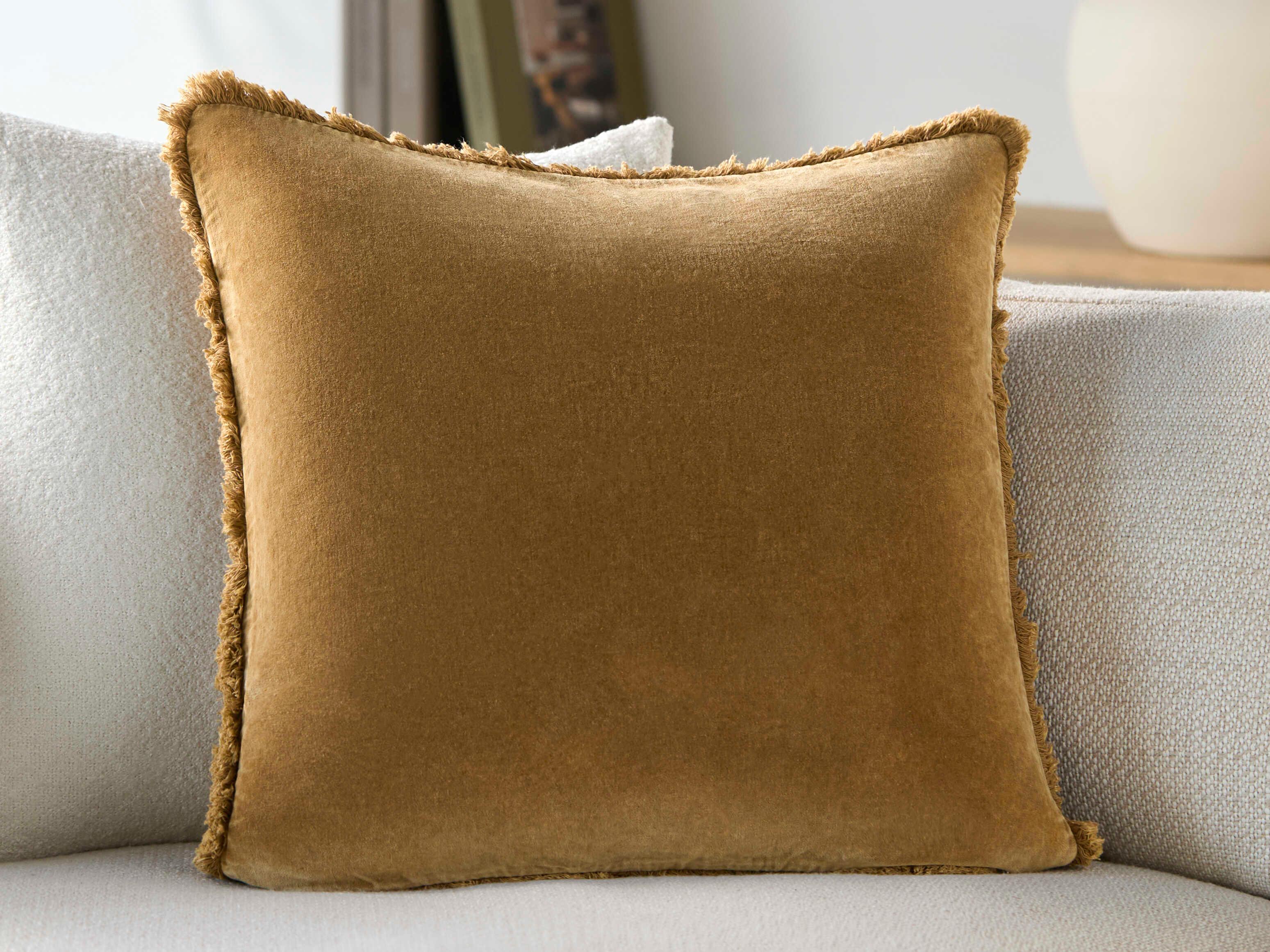 Surya Washed Cotton Velvet Goldenrod Pillow