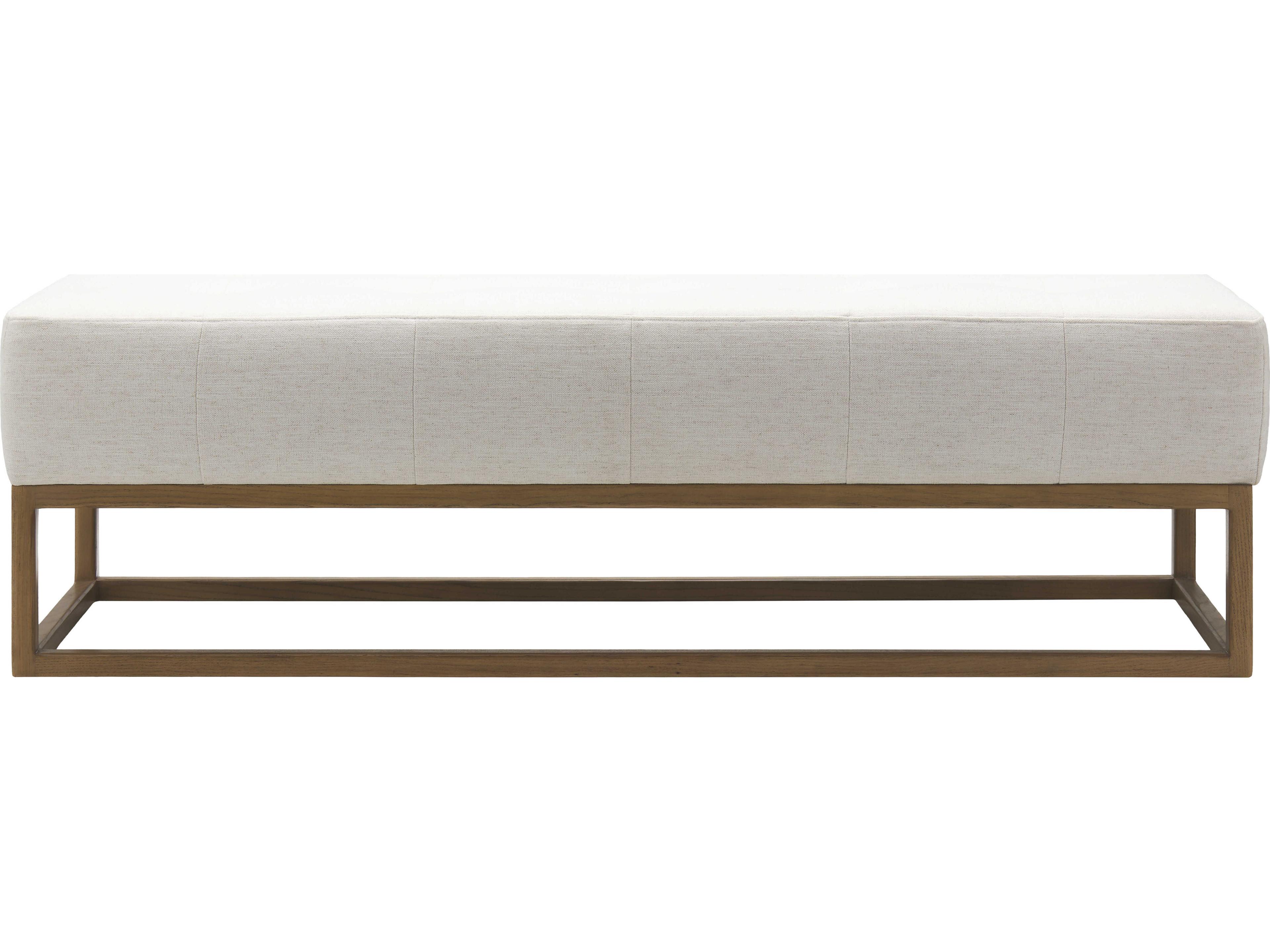 Surya Willis Brown Clear White Upholstered Accent Bench