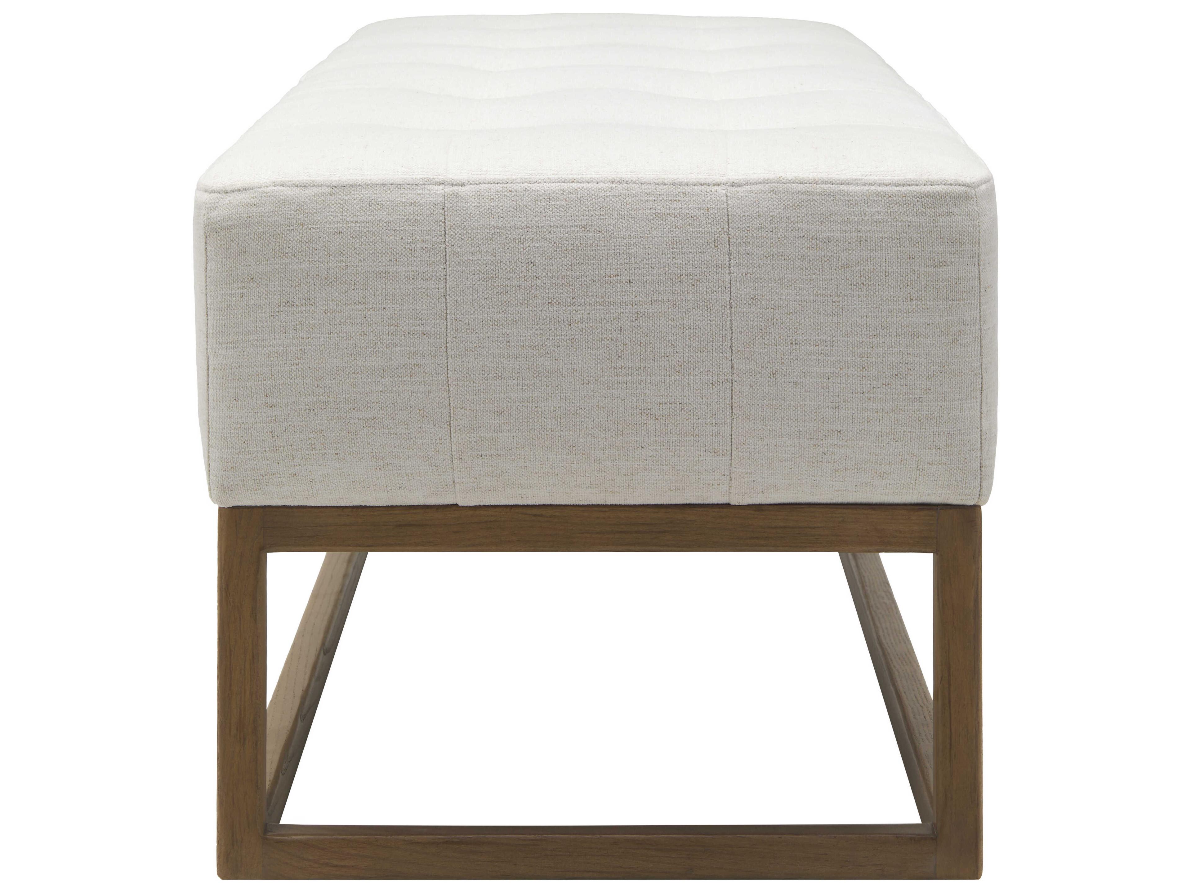Surya Willis Brown Clear White Upholstered Accent Bench