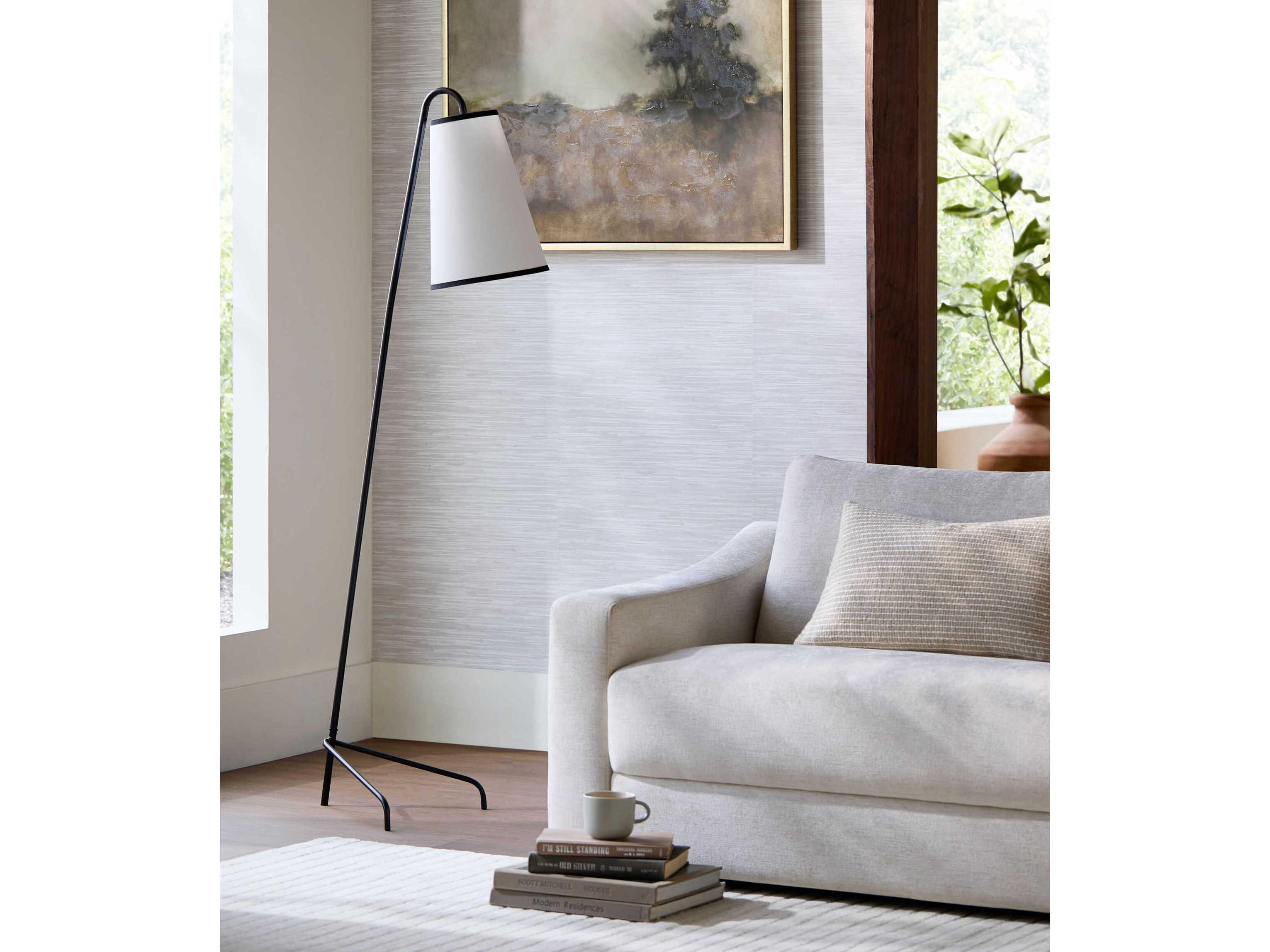 Surya Witsand Black White Linen Floor Lamp