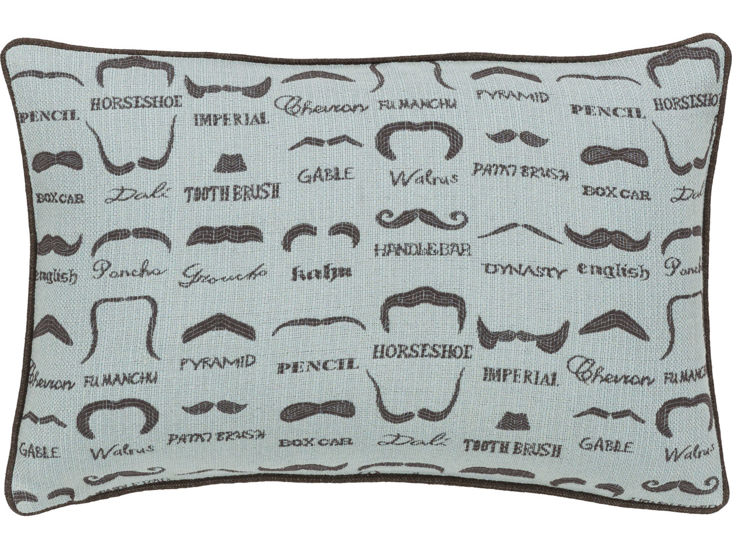 Surya Wax that Stache Ice Blue Pillow