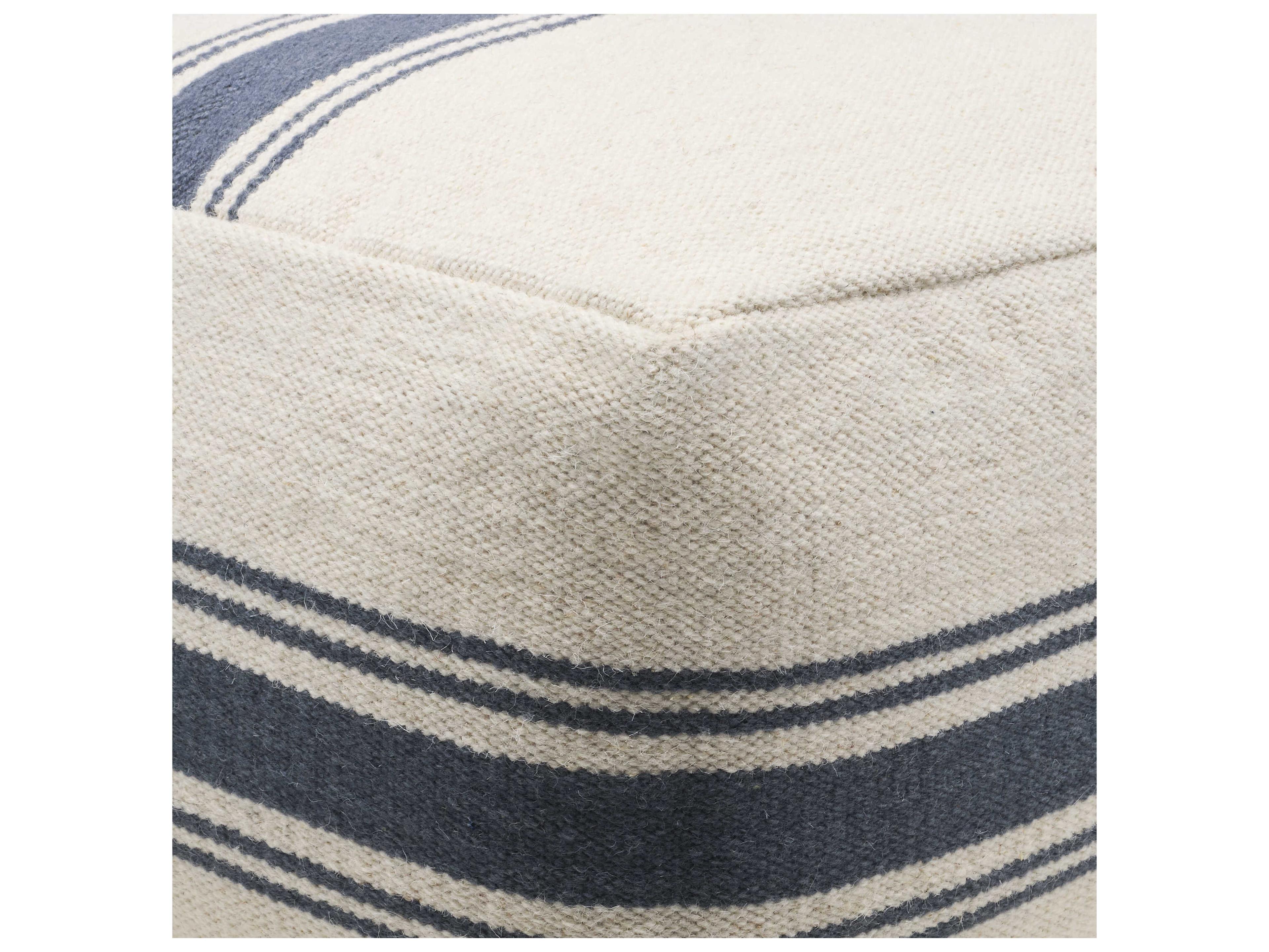 Surya Waylon Cream Upholstered Pouf